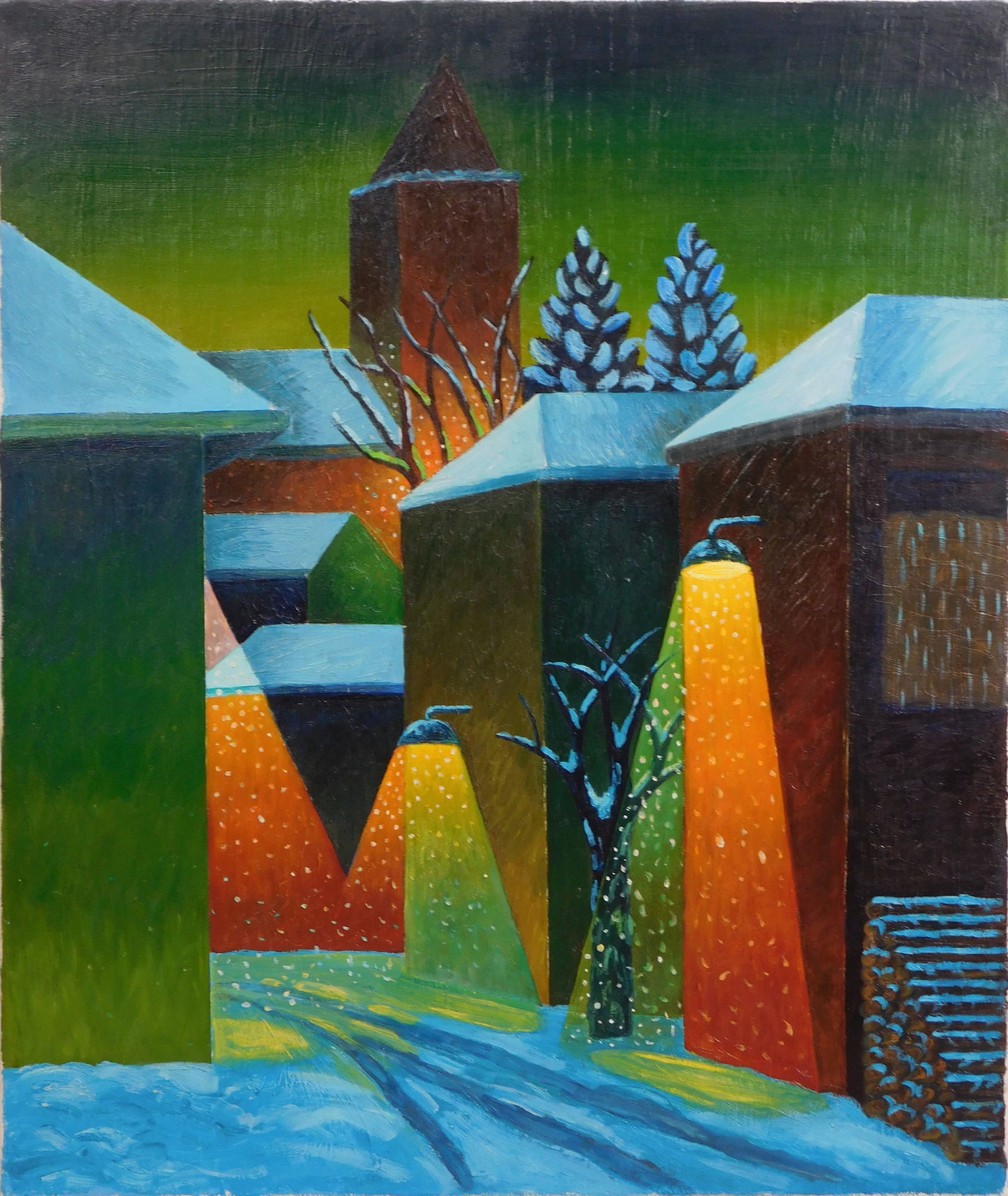Salvo: Dicembre: Salvo (Salvatore Mangione), Italy, 1947-2015: Decembre. Oil on canvas, signed ands titled on the back of the canvas, unframed. Salvo started his artistic career in Turin as an Italian Modernist,