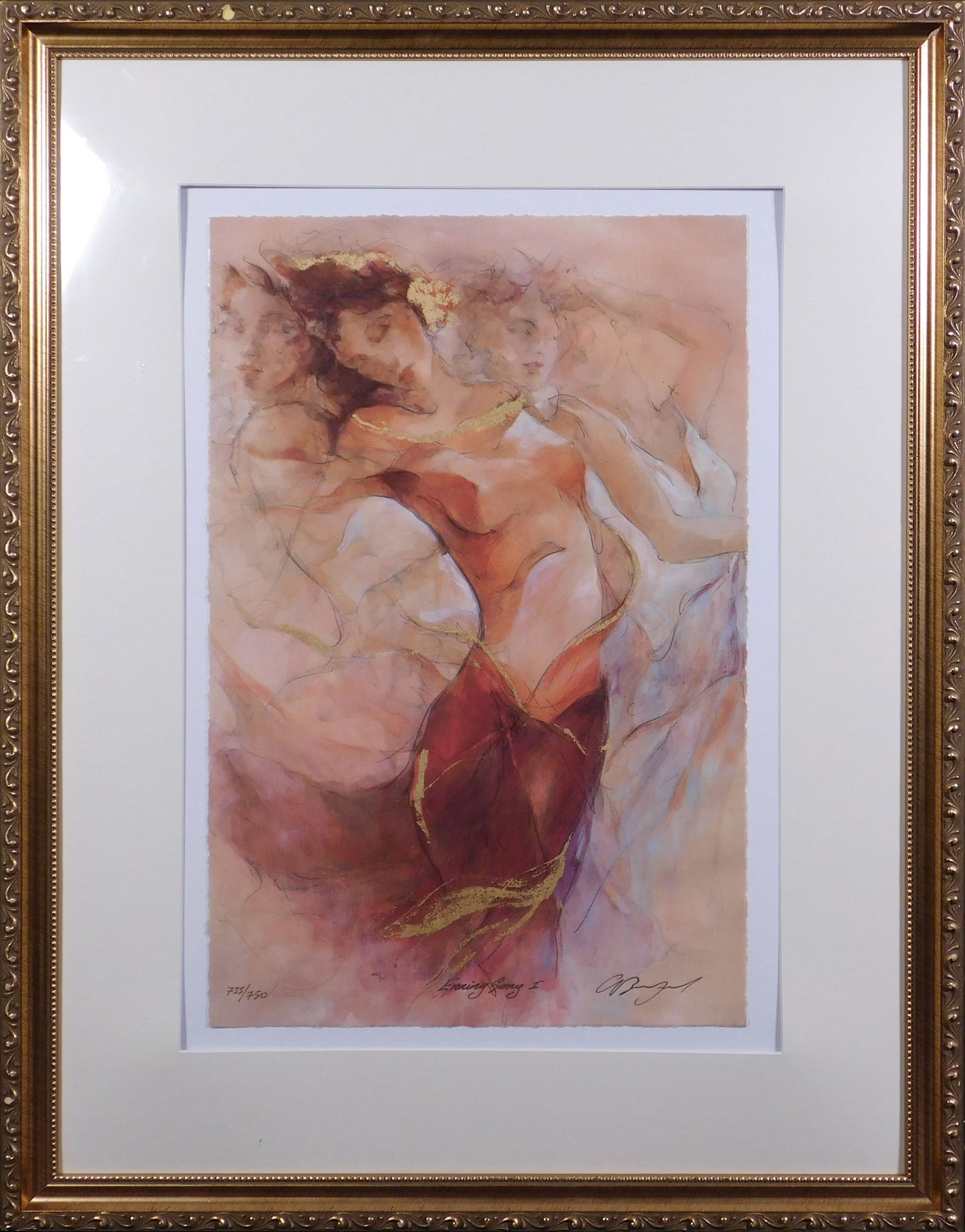 Gary Benfield: Evening Song I, 2004: Gary Benfield (British, 1965): Evening Song I, 2004. Serilithograph in color on wove paper. Signed, titled and numbered in gold crayon. From the numbered proofs edition of 735/750. Framed behind