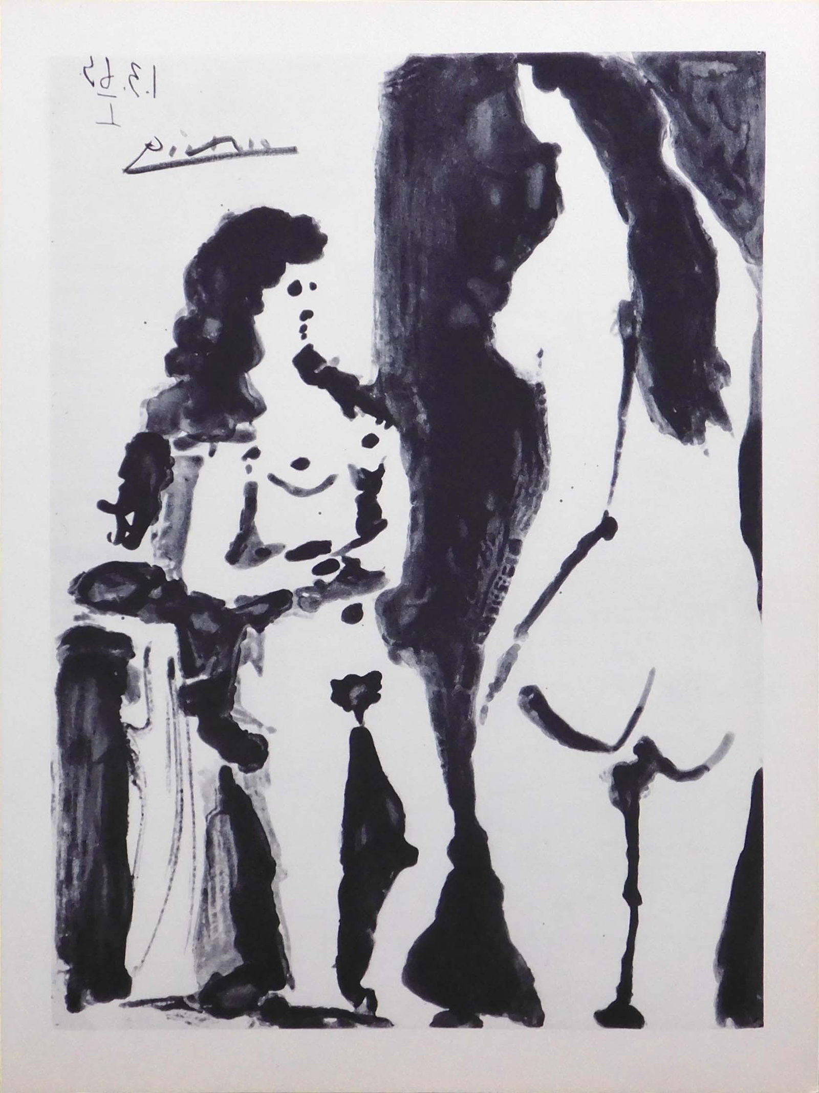 Style of Pablo Picasso: Femmes: Style of Pablo Picasso Spanish, 1881-1973) : Femmes. Double sided, offset lithograph from the Milton S. Fox edition, 1966, hand signed in graphite, unframed. This print is accompanied by a document fr