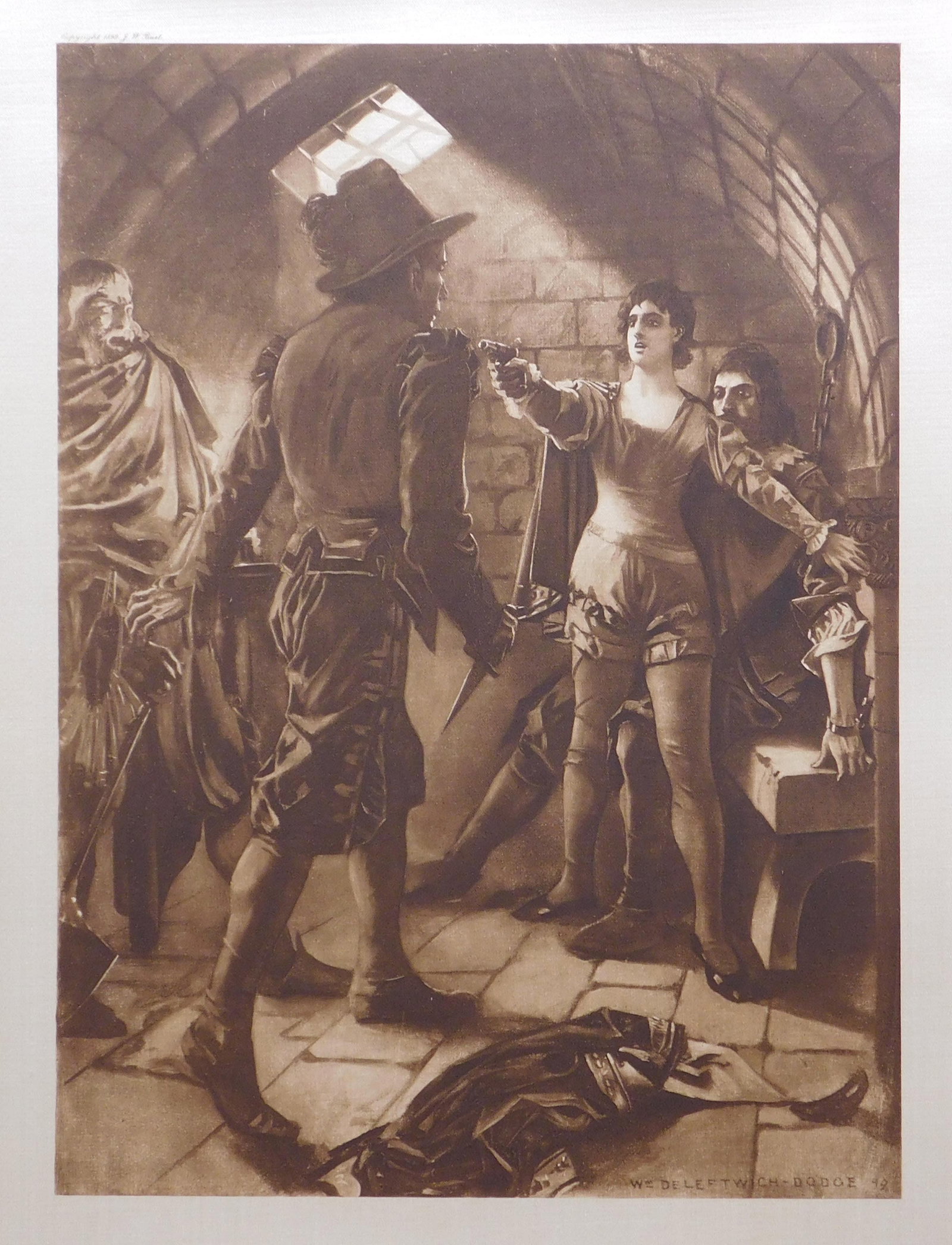 Fidelio: Fidelio : Lithograph printed on silk, mounted to card stock. An unbound page from The Great Operas: Romantic Legends Upon Which the Masters of Song Have founded Their Famous Lyrical Compositions (Volu