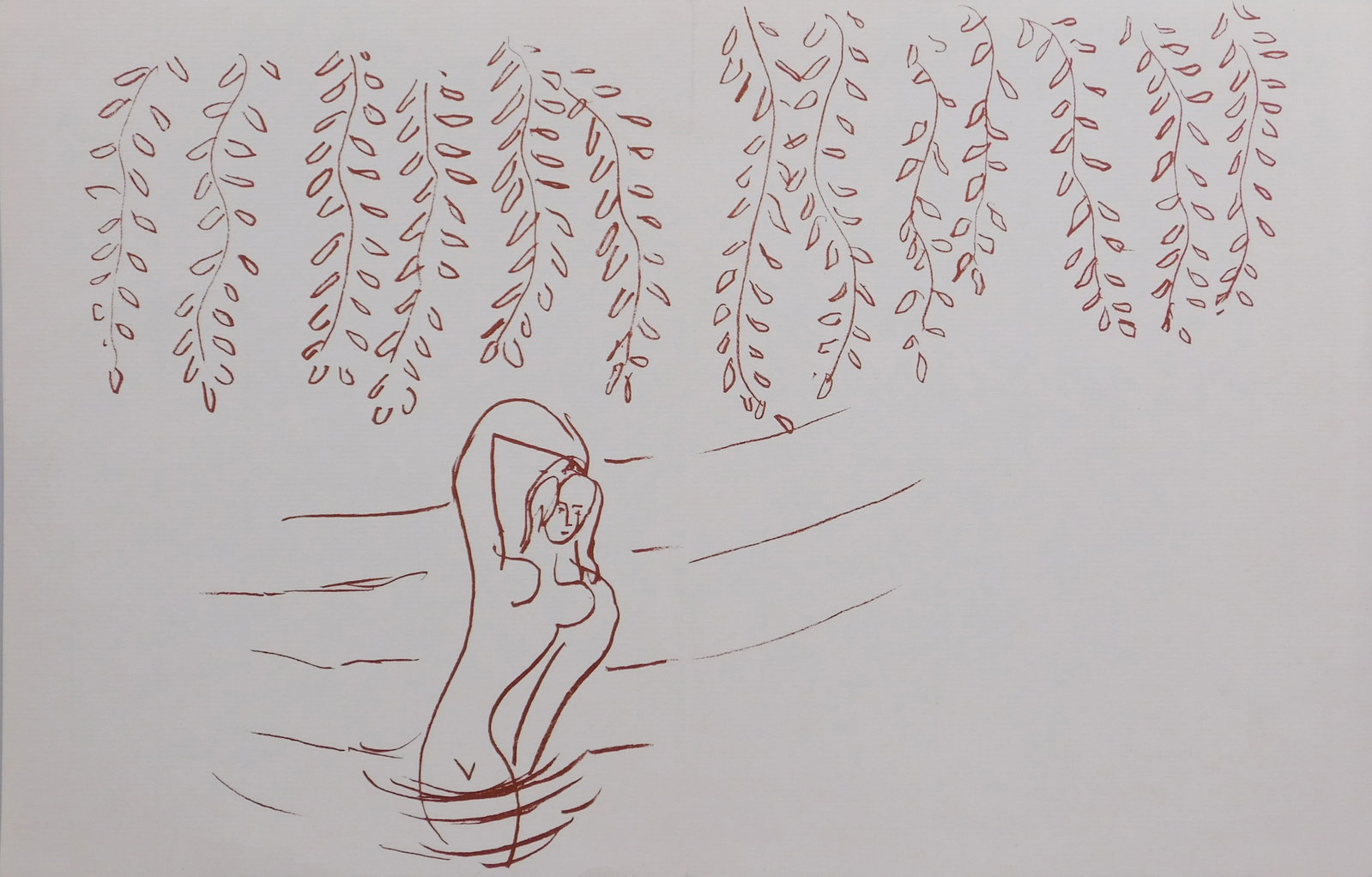 Henri Matisse: Femme se baignant dans le riviere: Henri Emile Benoit Matisse (French, 1869-1954) : Femme se baignant dans le riviere. Lithograph on paper, notes from the previous owner verso, unframed. Matisse was known for both his use of colour and