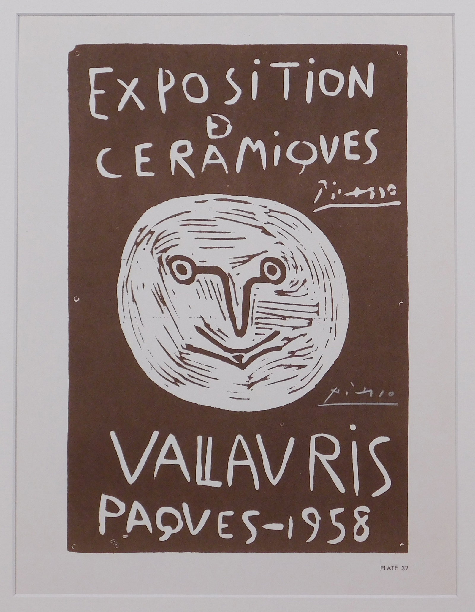 After Pablo Picasso: Exposition de Ceramiques: After Pablo Picasso (Spanish, 1881-1973): Exposition de Ceramiques. Offset lithograph reproduction, signed in the plate, additional unverified autograph signature in colored pencil, matted and unframe