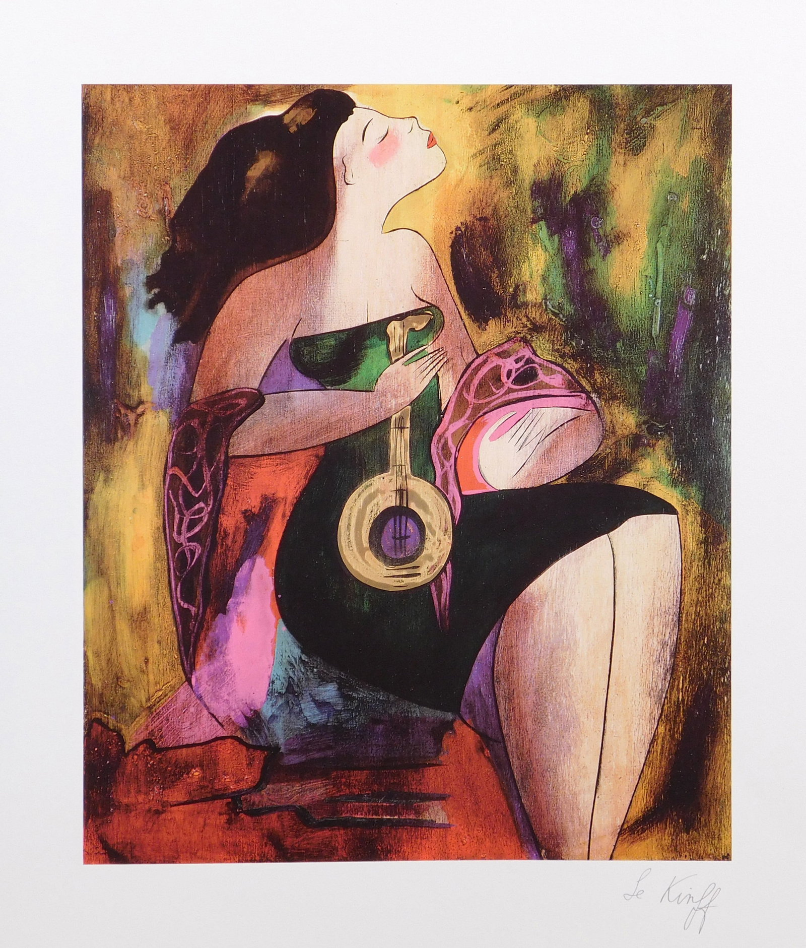 Linda Le Kinff: Note d'Or: Linda Le Kinff (American, b 1949) : Note d'Or, 2003. Serigraph in color on paper, signed in plate, unframed. This print is accompanied by a COA. Linda Le Kinff, born in Paris to French and Brazilian