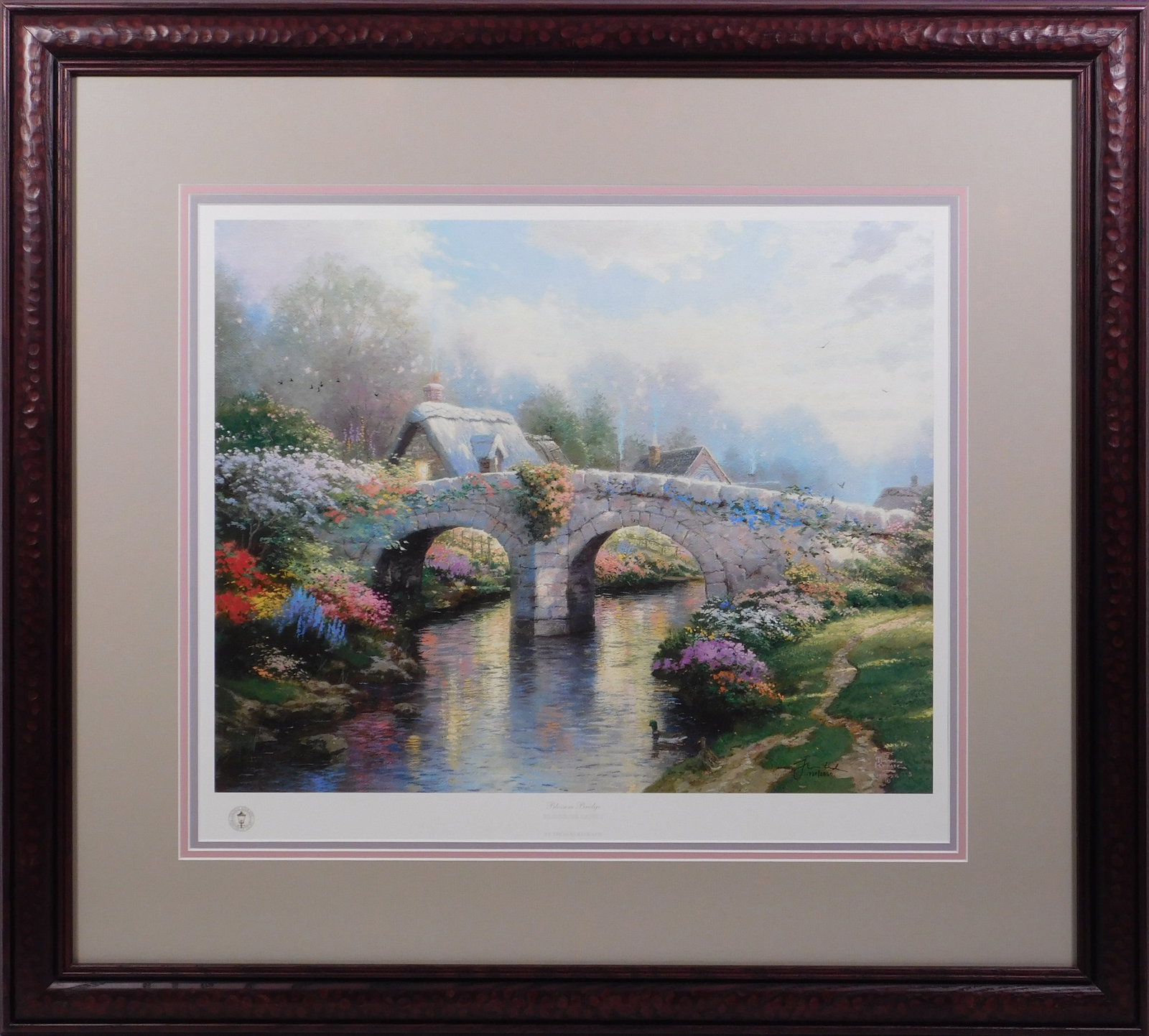 Thomas Kinkade : Blossom Lane 1: Thomas Kinkade (American, 1958-2012): Blossom Lane 1, 1995. Offset lithograph in color on premium paper. Signed with the artist's DA matrix signature authentication system and numbered. From the