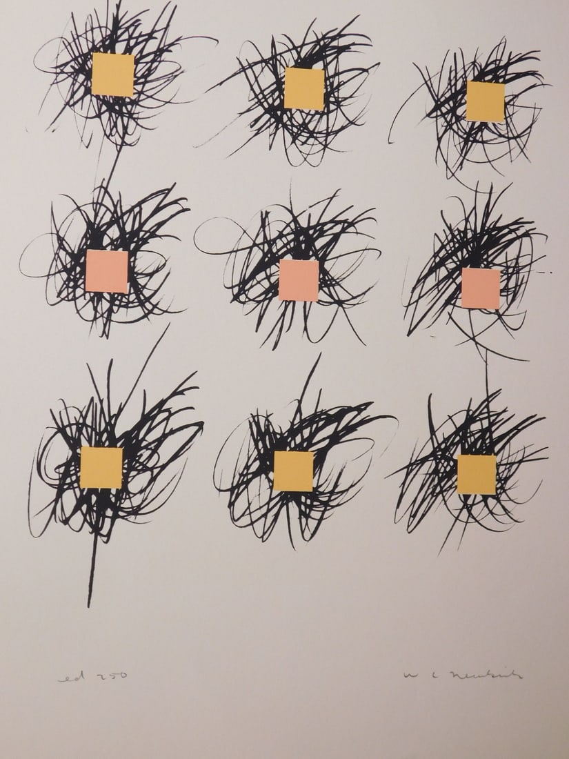 Bill Newkirk: Abstract Composition: Bill Newkirk: Abstract Composition, silkscreen on paper, edition of 250, signed, unframed. From seventh annual RISD silkscreen portfolio in 1976. 20x16 in. paper Private collection, Boston. Good