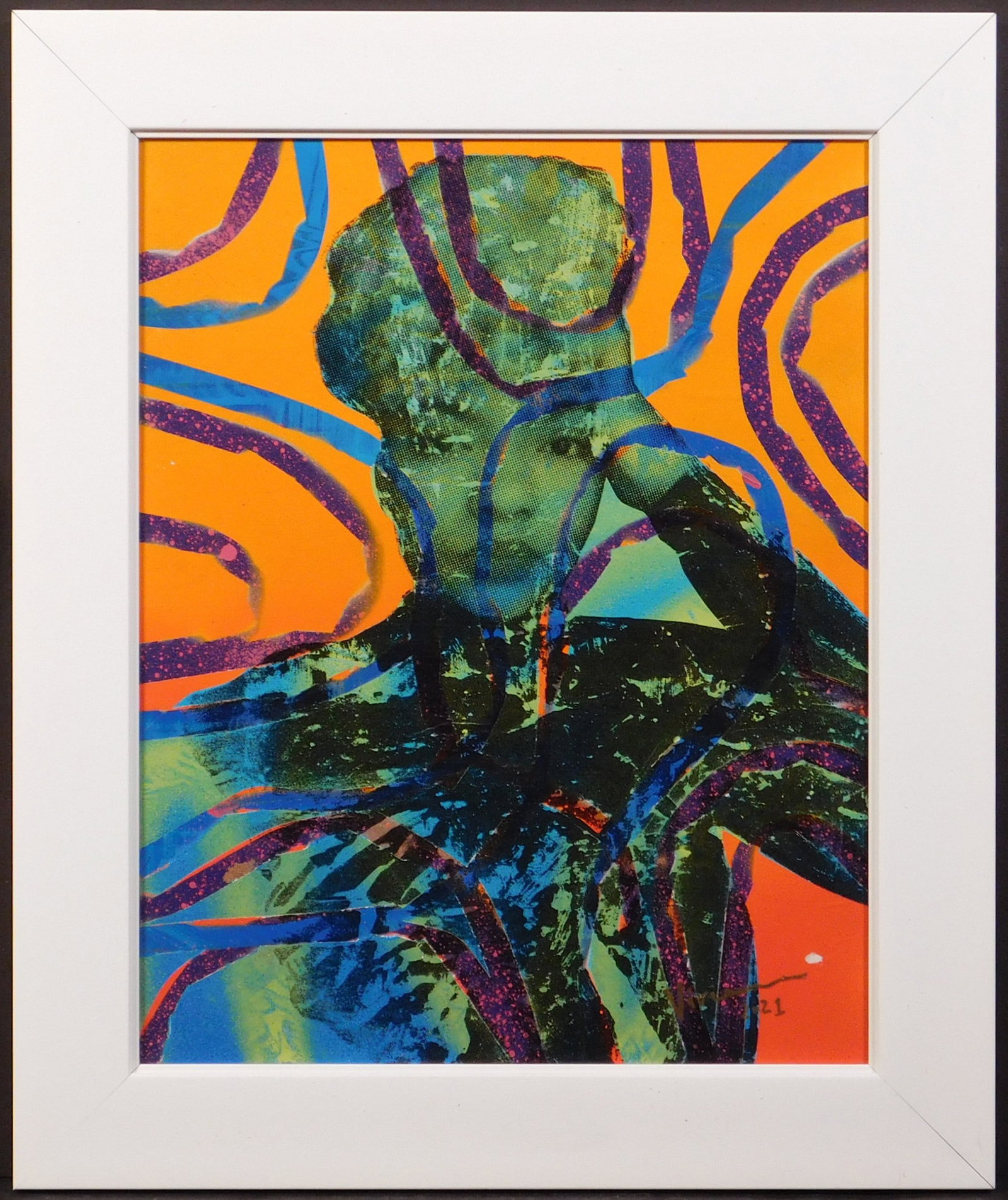 Vivien Kohler: Inspector: Vivien Kohler (South African, b. 1976): Inspector , 2021. Spray Paint and Ink on MDF, framed. Signed by Vivien Kohler and accompanied by an Original Artwork Letter of Provenance from 1XRUN. From the a