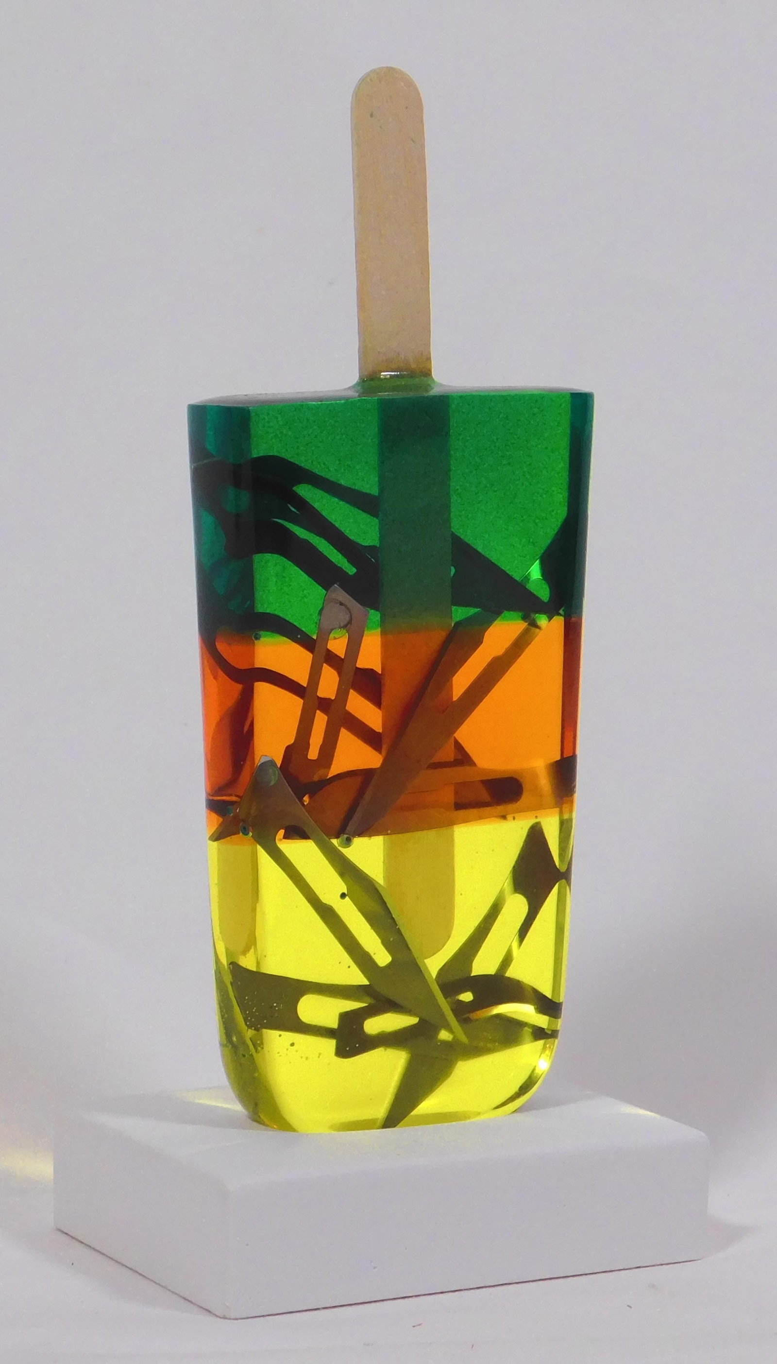 Miss Bugs: Do No Harm, Ice Lolly (Surgical Blades): Miss Bugs: Do No Harm, 2019. Mixed media, hand made resin Lolly. This item is accompanied by a certificate of authenticity, signed by the artist, a plaster display stand, and custom box as originally 