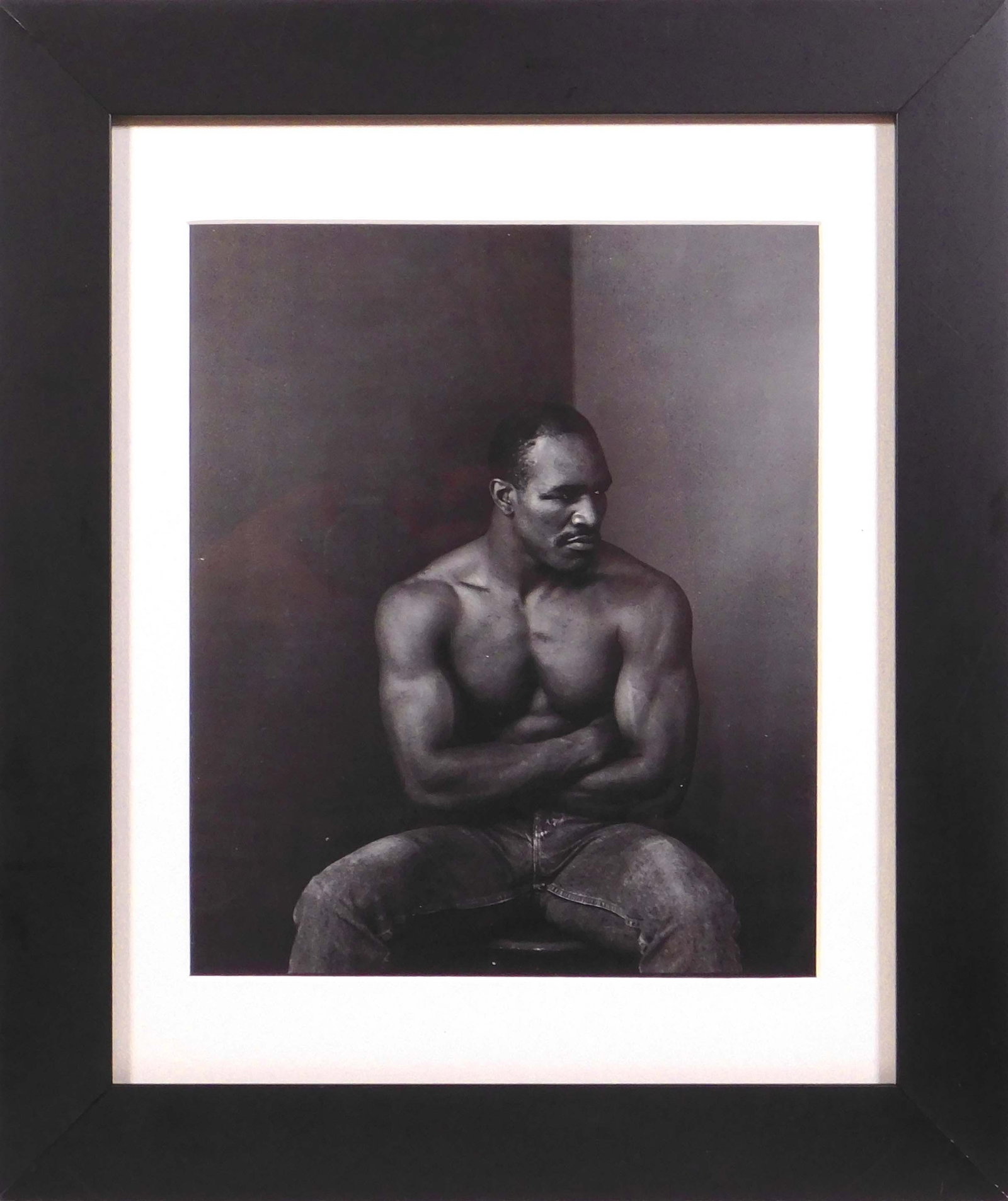 Annie Leibovitz: Evander Holyfield: Annie Leibovitz (American, b.1949): Evander Holyfield, 1995. Sheet fed gravure reproduction, framed and matted. Annie Leibovitz is an American portrait photographer. She is best known for her
