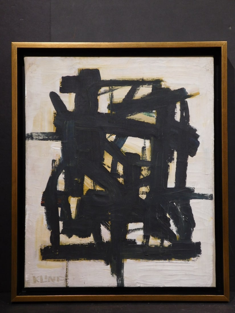 Manner of Franz Kline: Abstract Composition: Manner of Franz Kline (American, 1910-1962): Abstract Composition. Oil on canvas, signature lower left, framed. Franz Kline, a key figure of abstract expressionism and well known for his black and whi