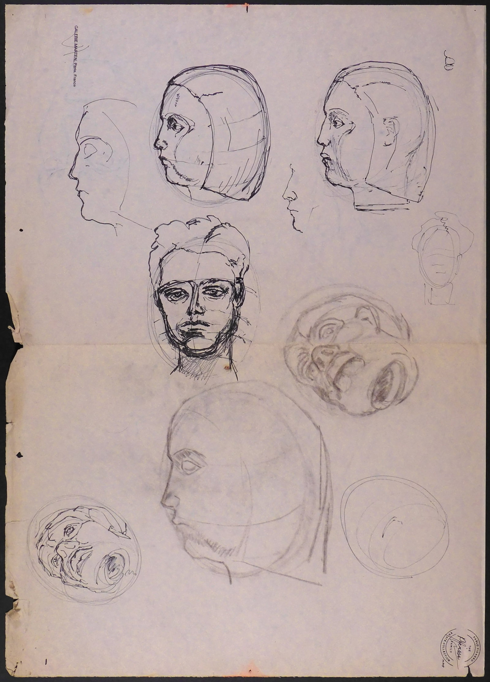 Pablo Picasso, Attributed: Double Sided Head Studies - 10