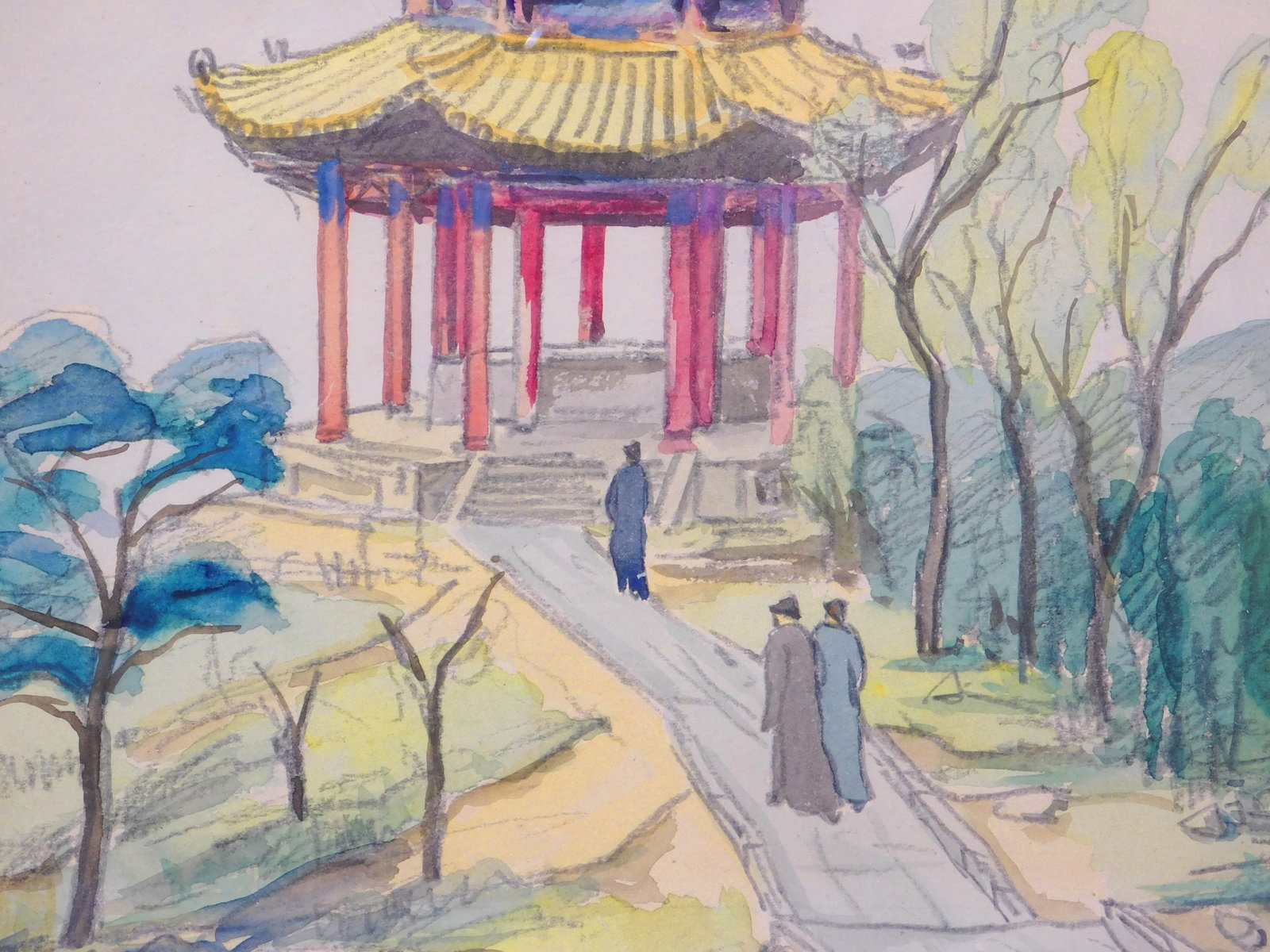 Chinese Pavillion Watercolor - 3