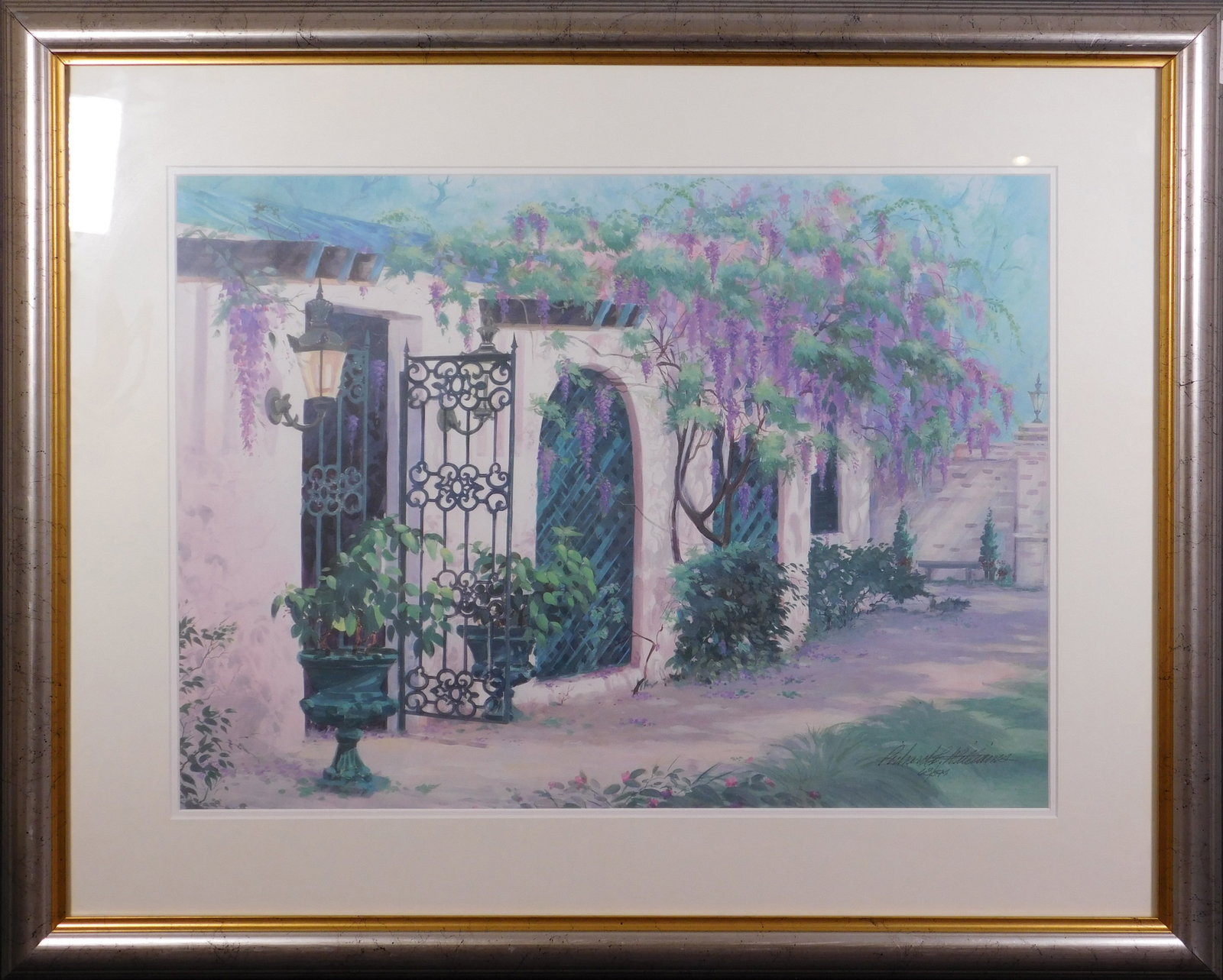 Richard E. Williams: Wisterias: Richard E. Williams (Canadian, 1933-2019): Wisterias, 1999. Lithograph in color on wove paper. Signed in pencil lower right and numbered 63/395. This Item is accompanied by a COA. Since the 1990s,