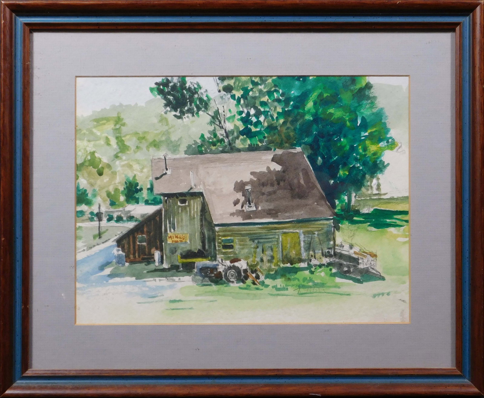 T. Peters: Mike's Barn: T. Peters (American, 20th Century): Mike's Barn. Watercolor on paper, signed in pencil lower right, framed. 11.75 x 14.5 inches framed; 7.5 x 10 inches sight. Private collection, Madison, WI, USA.