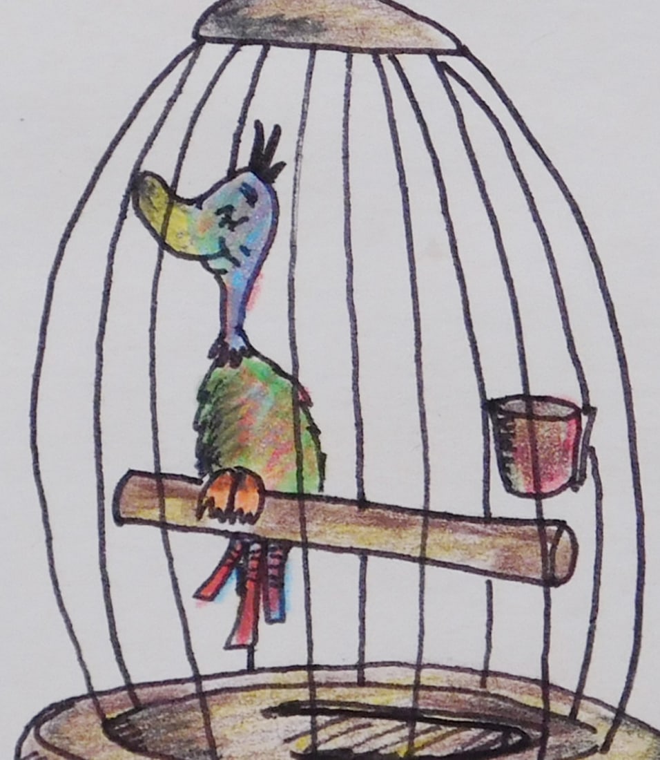 Dr. Seuss Attributed: Bird in a Cage - 3