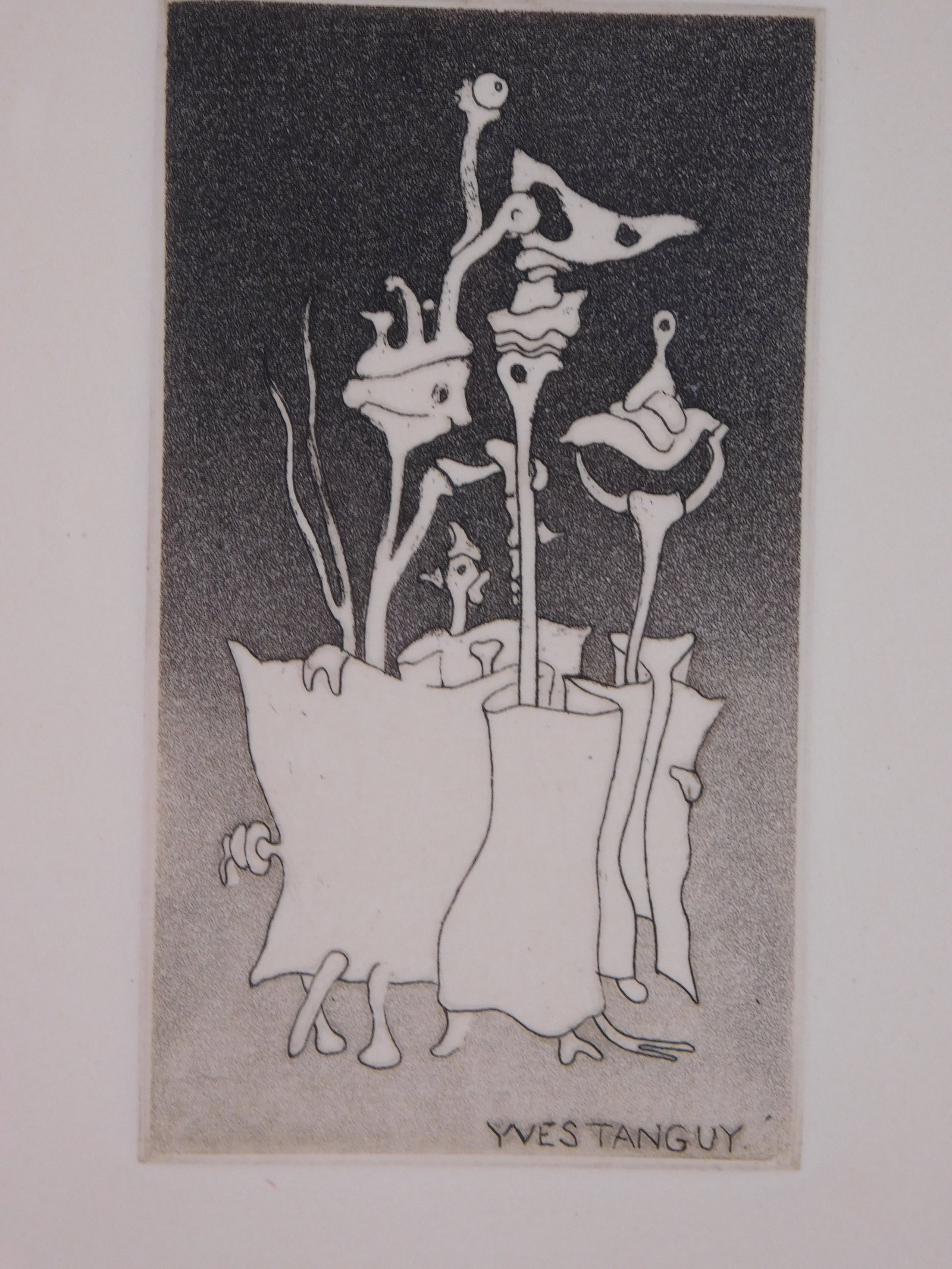 Yves Tanguy: Etching from Midnights For Giants: Yves Tanguy (1900-1955: Etching, signed in the plate. This print is an original etching from the surrealist series Minuits pour g?ants (Midnights for Giants), created by the renowned French