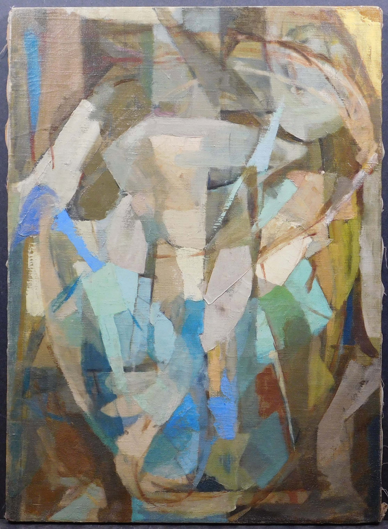 Lee Krasner, Attributed : July 4th (Abstract Nude Composition): Lee Krasner, Attributed (American, 1908-1984): July 4th (Abstract Nude Composition). Oil on canvas, signed in pencil and dedicated to Aaron verso, unframed. Lenore "Lee" Krasner was an American