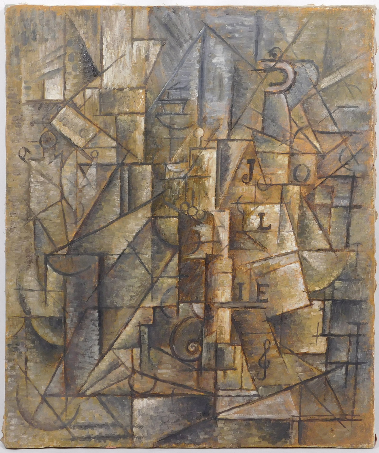 Pablo Picasso (After): Ma Jolie: Pablo Picasso (Spanish, 1881-1973)(After): Ma Jolie, 1911. Oil on canvas, signed verso, decorative gallery label verso, unframed. 23.75 x 19.75 inches; 56.5x70 cm unframed. Private dealer, Spain. Very