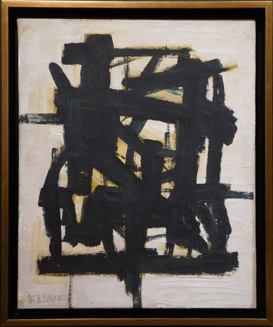 Manner of Franz Kline: Abstract Composition: Manner of Franz Kline (American, 1910-1962): Abstract Composition. Oil on canvas, signature lower left, framed. Franz Kline, a key figure of abstract expressionism and well known for his black and whi