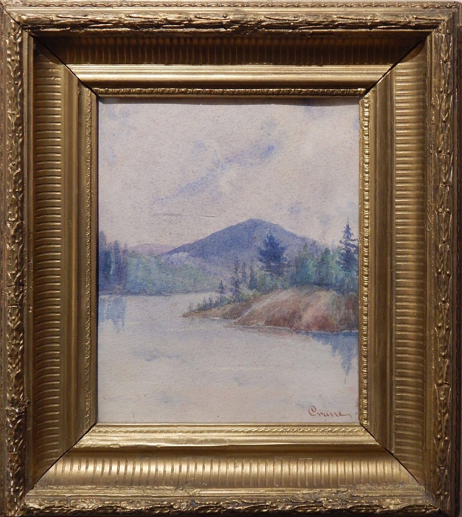 Crane: New Hampshire Mountain: Crane: New Hampshire Mountain. Watercolor, signed lower right, framed. 14.5 x 12.5 inches framed. Private Collection, New England Good aged condition NOTE: If documentation is not listed, the lot is