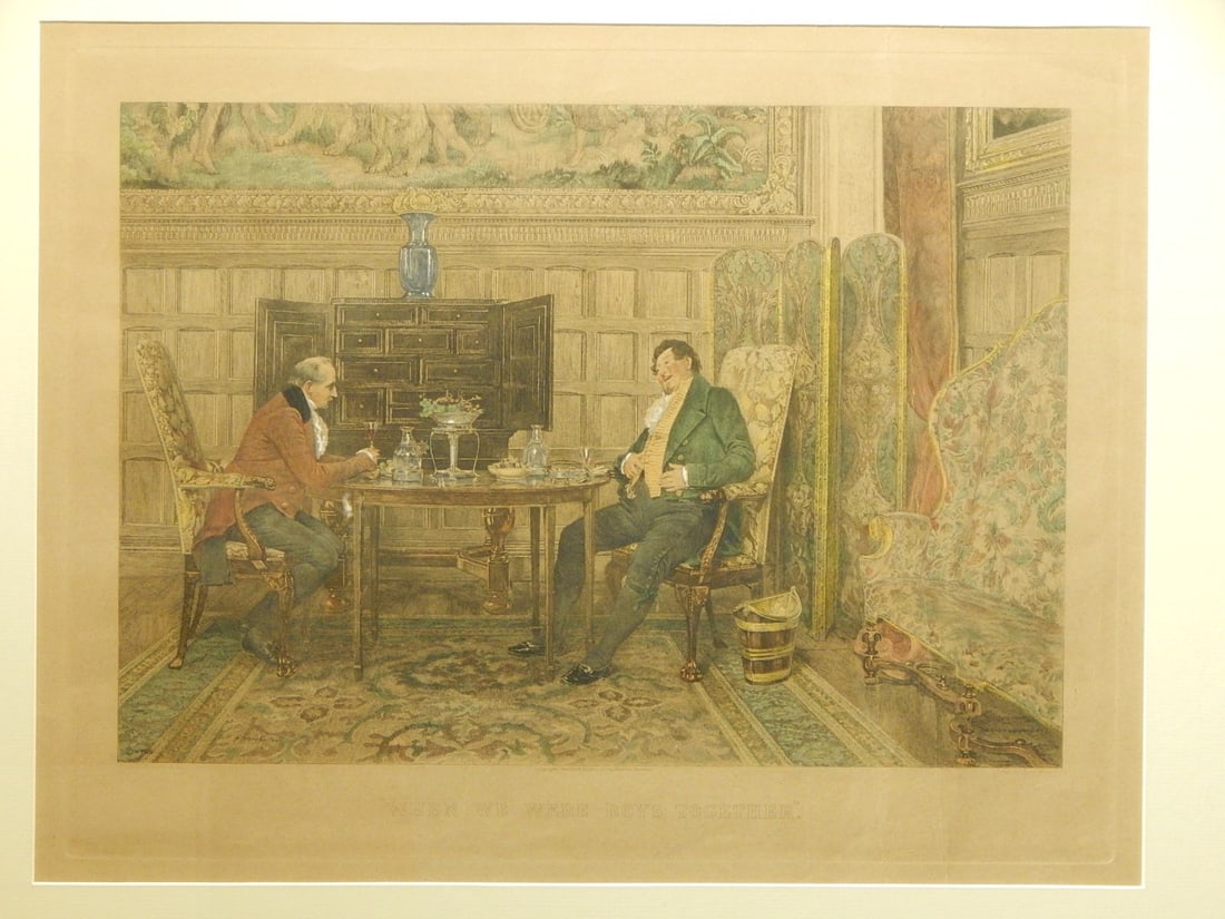 When We Were Boys Together: When We Were Boys Together, 19th Century. Engraving with hand-applied color, framed. 26.5 x 31 inches framed. Private Collection Good aged condition. NOTE: If documentation is not listed, the lot is