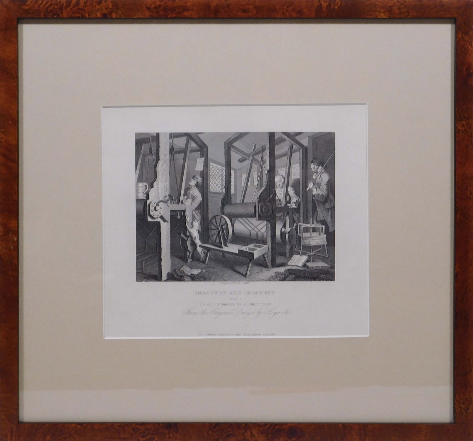 After William Hogarth, engraved by Edward Smith: The Fellow 'Prentices at Their Looms, From Industry: After William Hogarth (British, 1697-1764), engraved by Edward Smith (British, 19th century): The Fellow 'Prentices at Their Looms, From Industry and Idleness. Engraving, engraver name center above