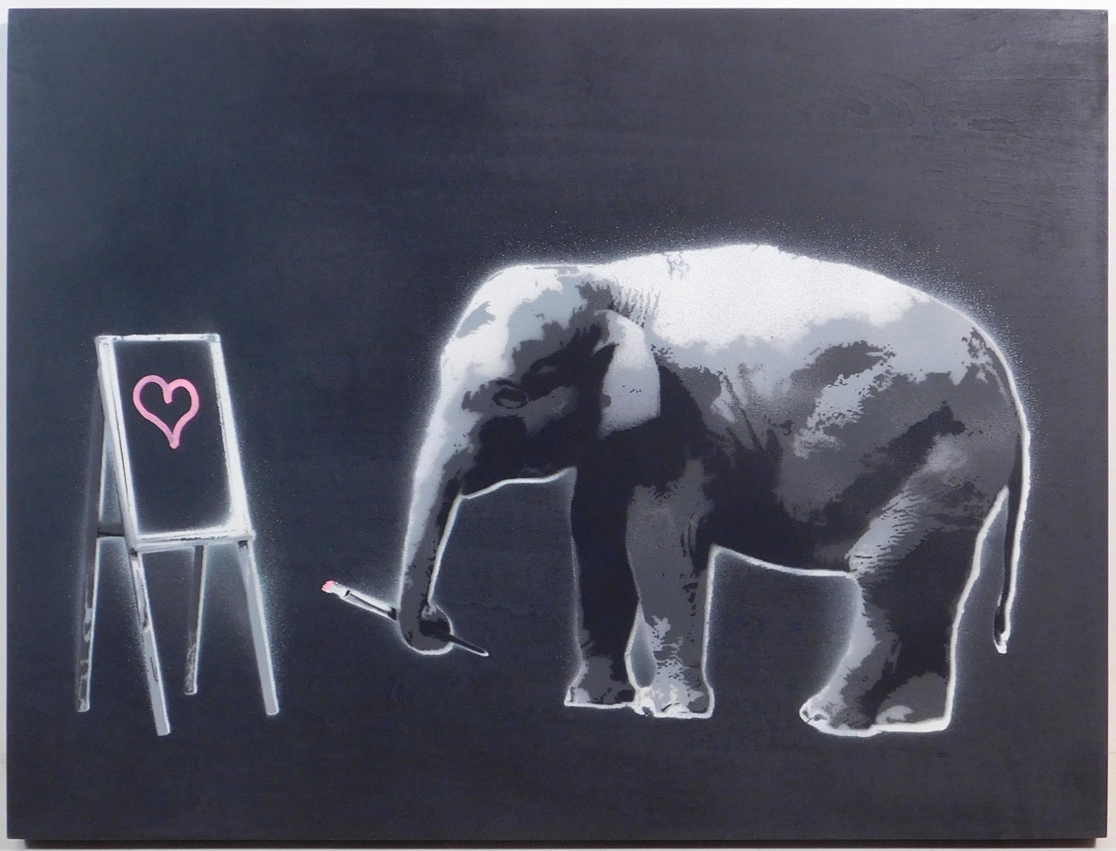 SAGE: Elephant: SAGE (American, 20th Century): Elephant, 2020. Acrylic and spray paint on wood cradled panel. Signed and dated on the verso. This painting is accompanied by a certificate of authenticity and an offici