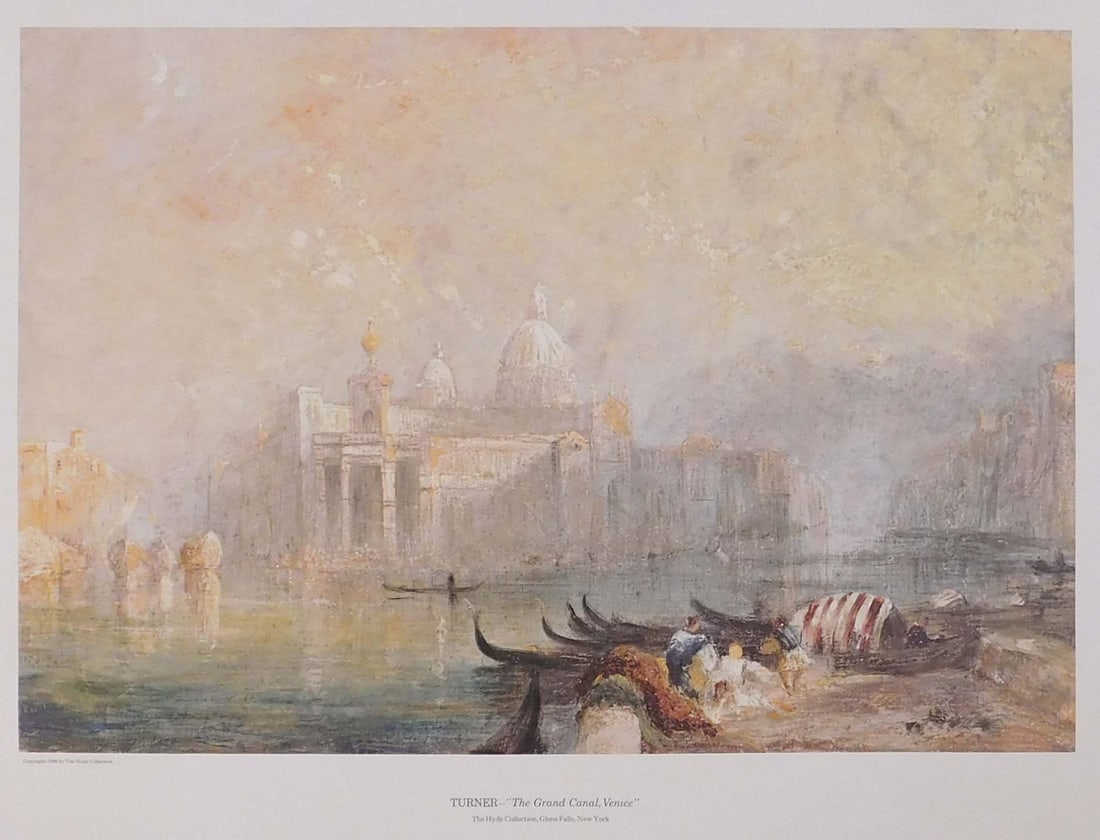 J. M. W. Turner: The Grand Canal, Venice: J. M. W. Turner (British, 1775 - 1851): The Grand Canal, Venice. This item is a vintage collotype art print of J.M.W. Turner's painting of "The Grand Canal, Venice." The print was copyrighted in 1968