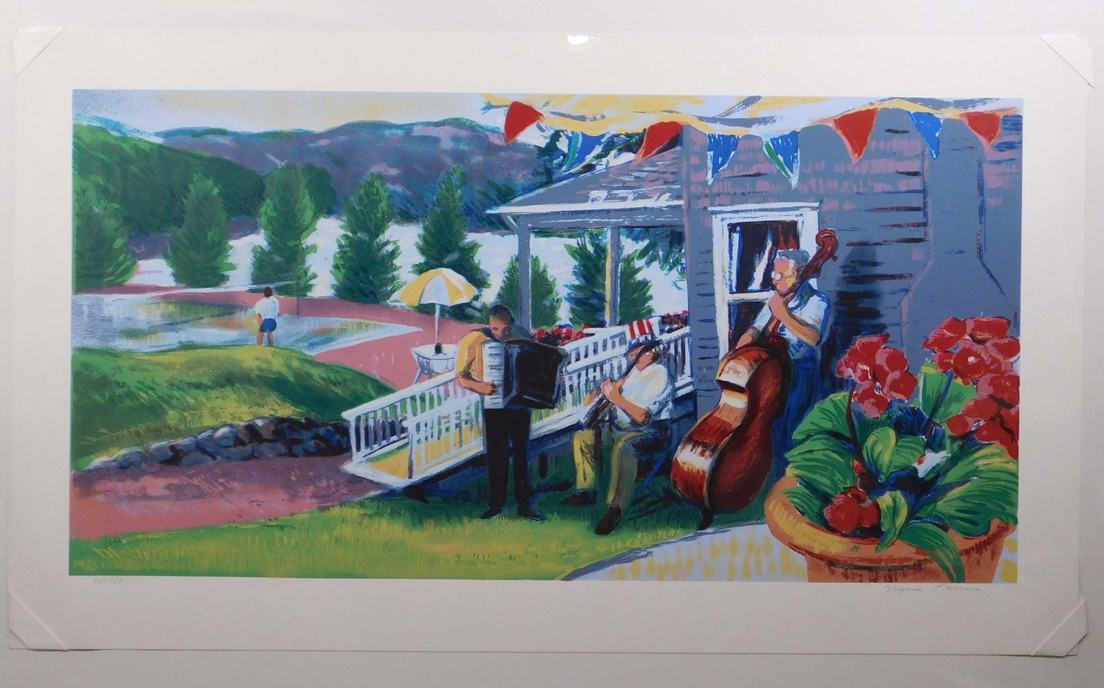 Virginia Ferrara: Afternoon Session: Virginia Ferrara (American 20th Century): Afternoon Session. Lithograph on archival paper, sealed in cellophane and mounted to board, Signed in pencil lower right, numbered (p.p. 1/3), unframed.