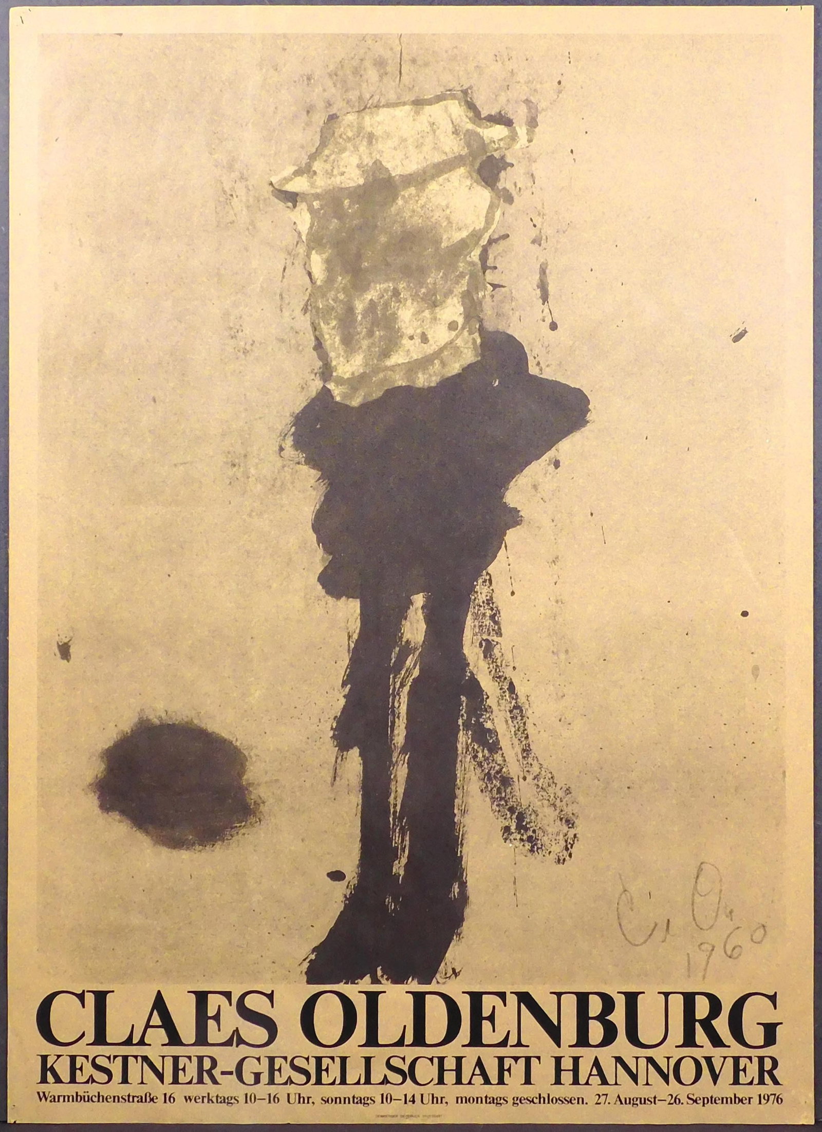 Claes Oldenburg: Exhibition Poster: Claes Oldenburg: Exhibition Poster. This work by Claes Oldenburg was the exhibition poster at the Kestner-Gesellschaft art gallery in Hannover, Germany in 1976. The image in this poster is a