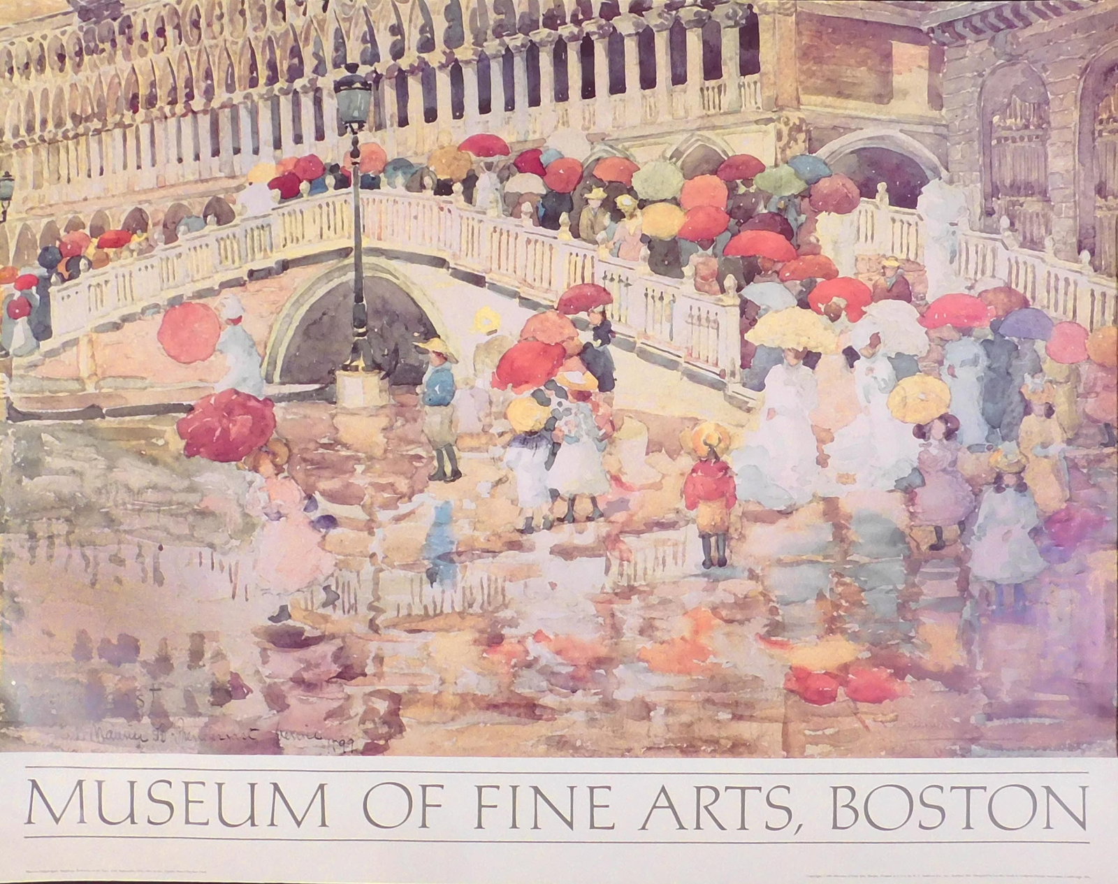 Maurice Prendergast: Umbrellas in the Rain: Maurice Prendergast: Umbrellas in the Rain. Fine art poster published by the Museum of Fine Arts Boston, Printed by W. E. Andrews Co., Inc. Bedford, Massachusetts. Unsigned, unnumbered, and unframed.