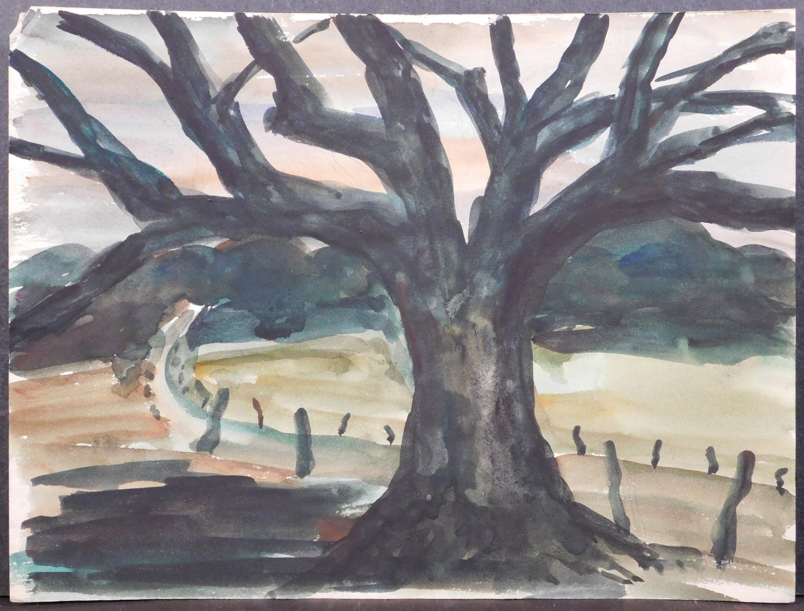 Unidentified artist: Tree: Unidentified artist: Tree. Watercolor on cold pressed paper, unsigned, unframed. 9 x 11 inches paper Private collection, New England Very good condition;light toning throughout; corners slightly