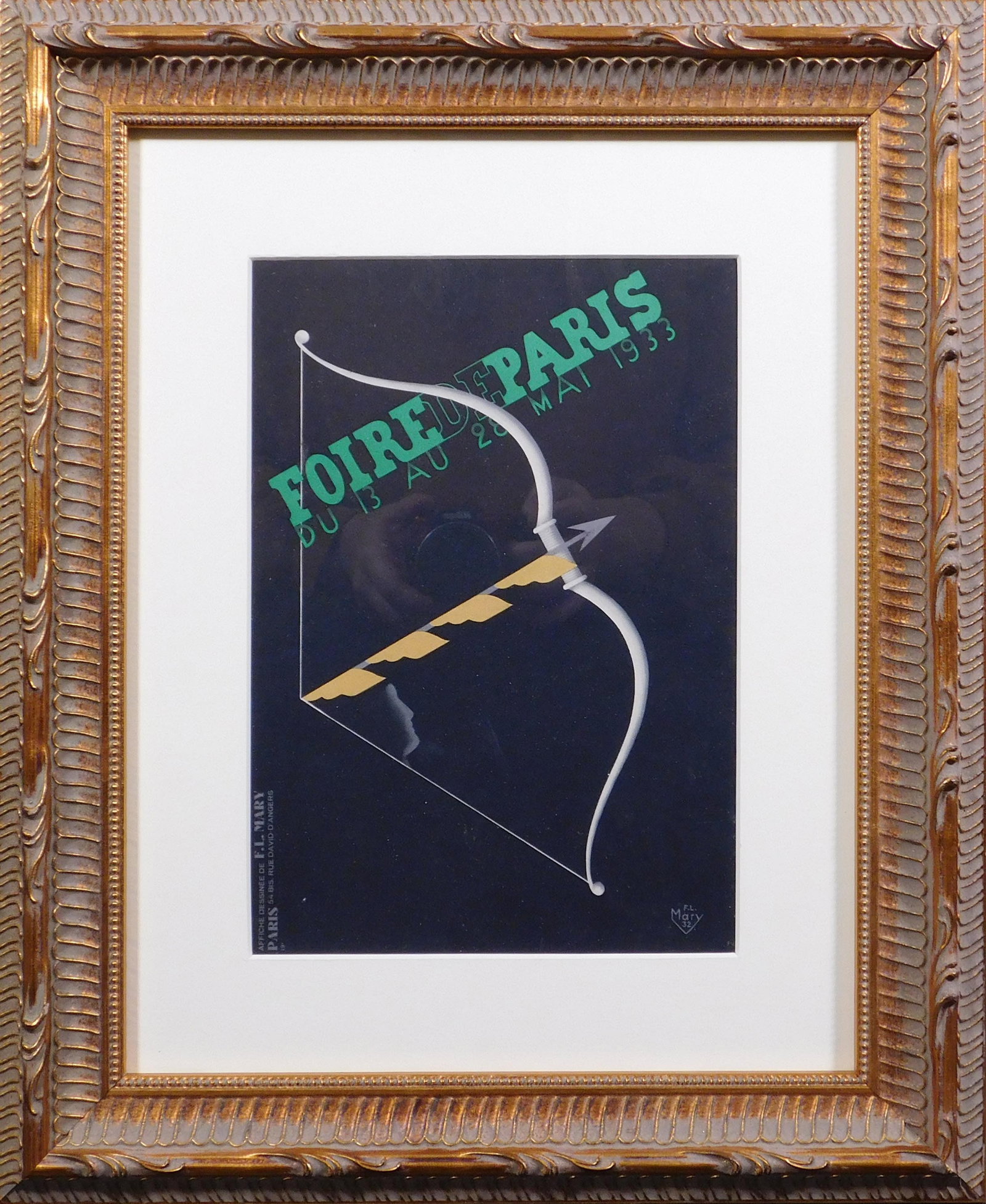 F. L. Mary: Foire de Paris: F. L. Mary (French, 20th Century): Foire de Paris. Lithograph c.1940, signed in plate lower right, professionally matted and framed. 17.25 x 14.25 inches framed; 10 x 7 inches sight. Private