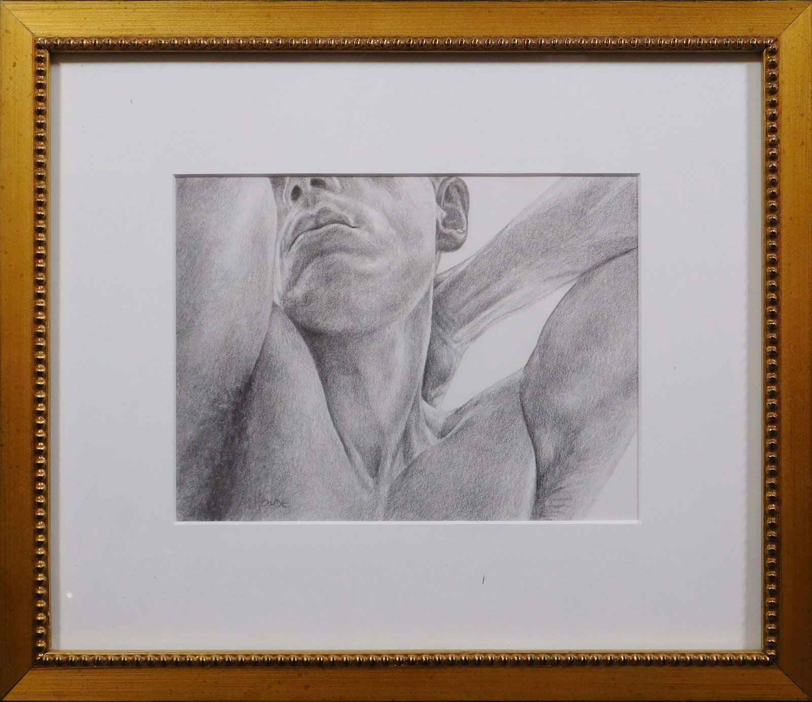Marc Houde: Portrait of Argent: Marc Houde (American, 20th Century): Portrait of Argent. Graphite on paper signed lower left, professionally matted and framed 10.5 x 12.25 inches framed; Private collection Boston. Excellent