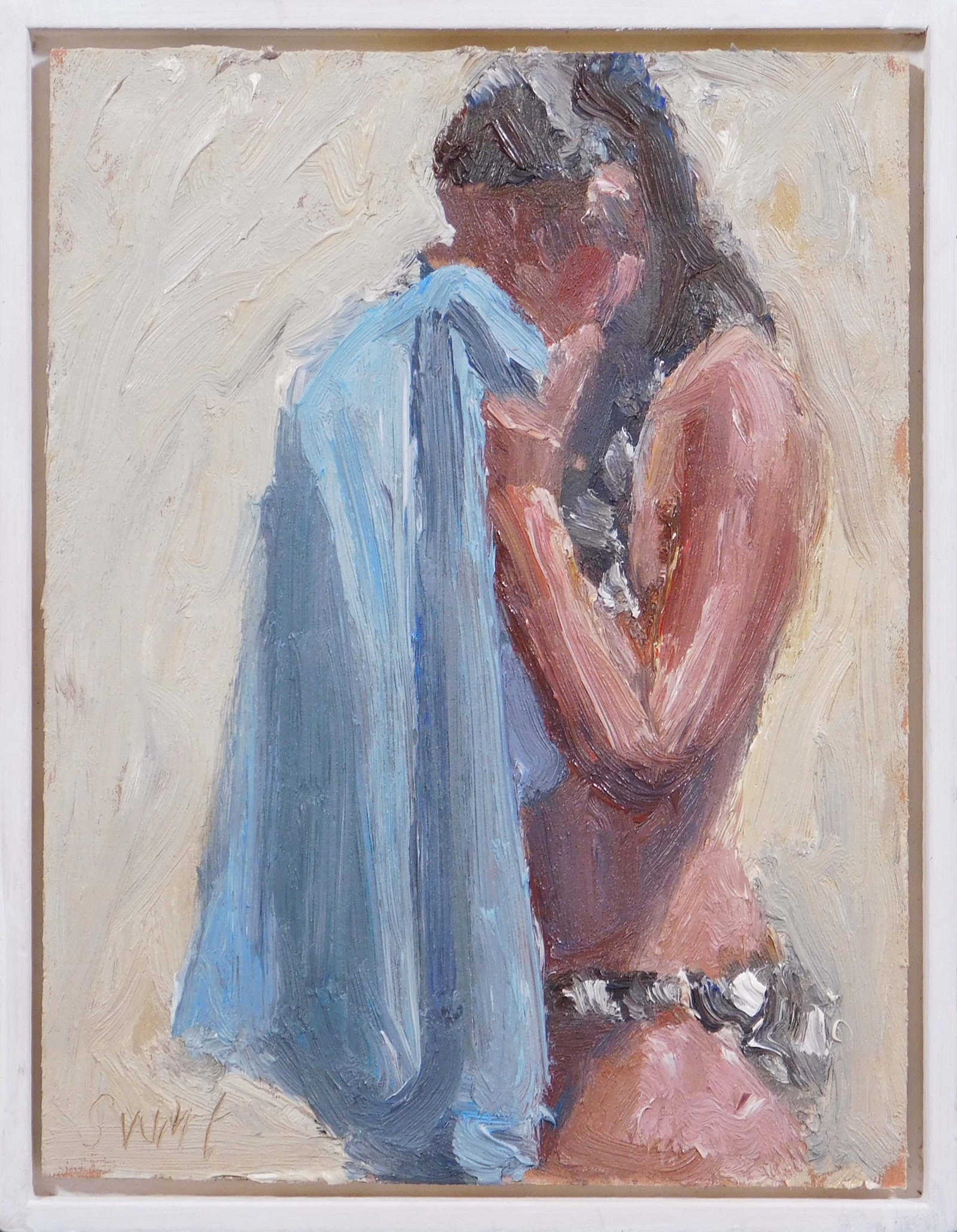 Stephen Winterton: Impressionist Bather: Stephen Winterton (American, 20th Century) : Impressionist Bather. Oil on panel, signed below, framed. 8 x 6 inches framed. Private Collection, Boston, USA. Very good copndition, small scuff marks on