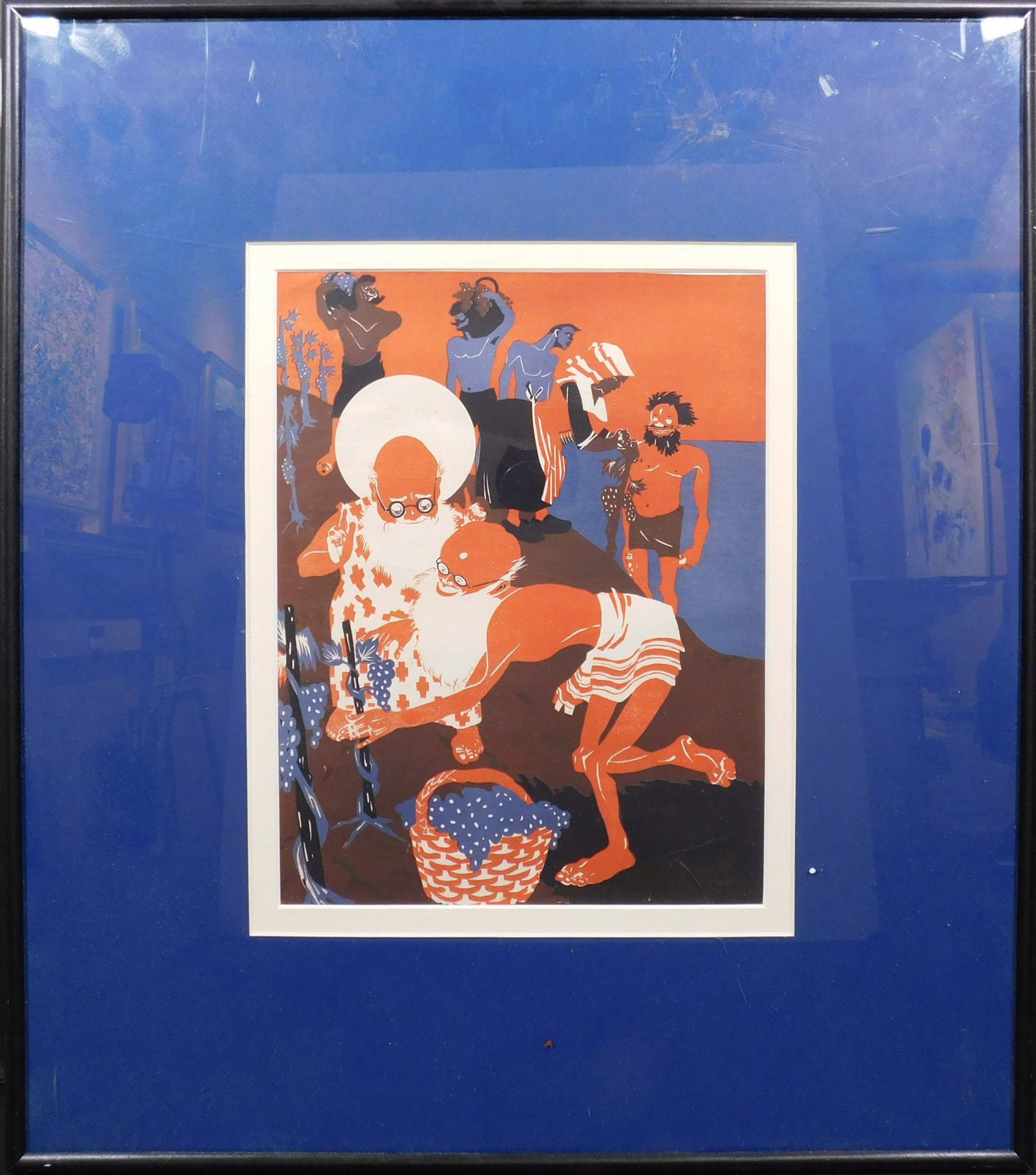 Grape Harvest, India: Grape Harvest, India. Lithograph, unsigned, framed. 9 x 11.75 inches sight, 19.25 x 22.25 inches framed. Private Collection, New England Good condition. NOTE: If documentation is not listed, the lot