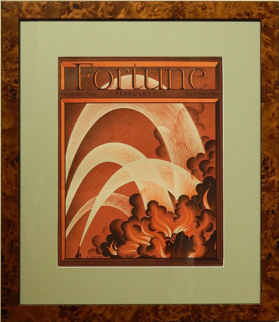 Antonio Petruccelli: February 1937 Fortune Cover: Antonio Petruccelli (American, 1907-1994): February 1937 Fortune Cover, 1937. Gouache, signature lower left, framed. 10.5 x 13.5 inches sight, 17.75 x 20.75 inches framed. Private Collection, New