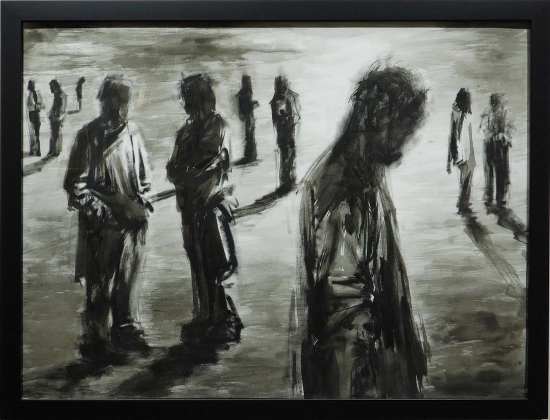 Clara Lieu: Lingering: Clara Lieu: Lingering, Ink on paper, signed lower right and framed. From The artist's website: Clara Lieu is an Adjunct Professor at the Rhode Island School of Design. Her studio practice uses