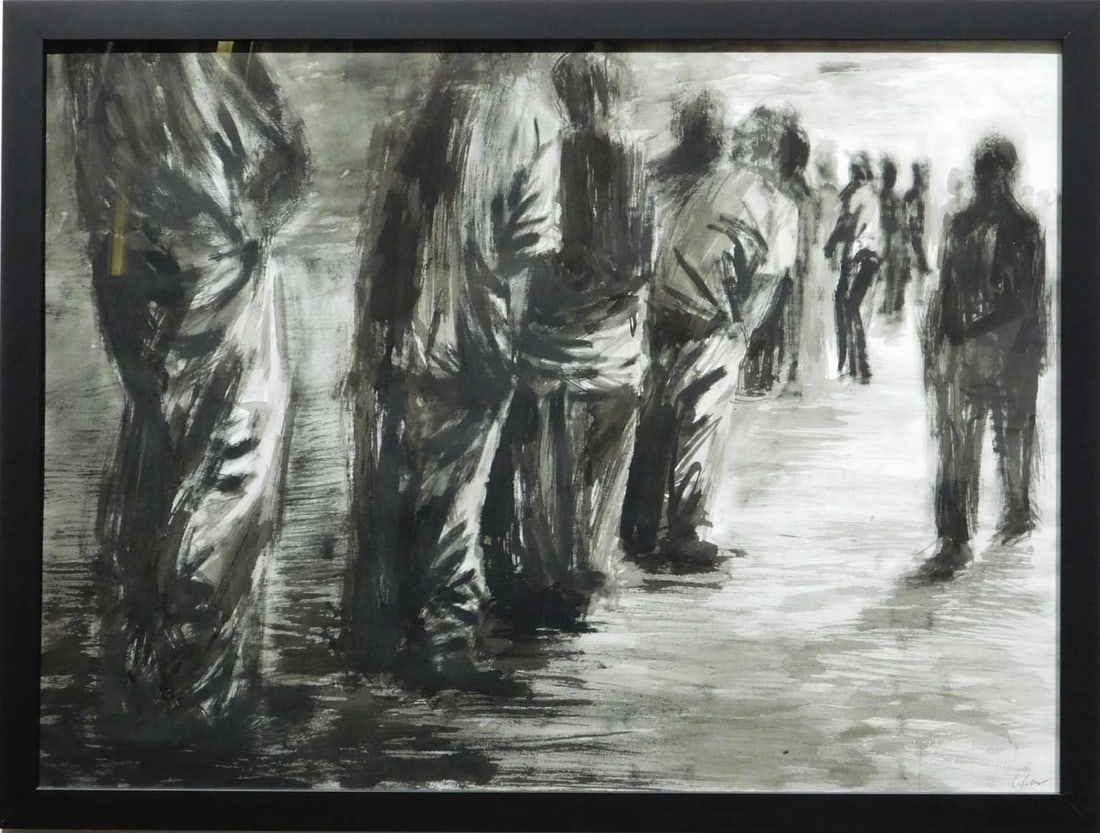 Clara Lieu: Expectation: Clara Lieu: Expectation, Ink on paper, signed lower right and framed. From The artist's website: Clara Lieu is an Adjunct Professor at the Rhode Island School of Design. Her studio practice uses