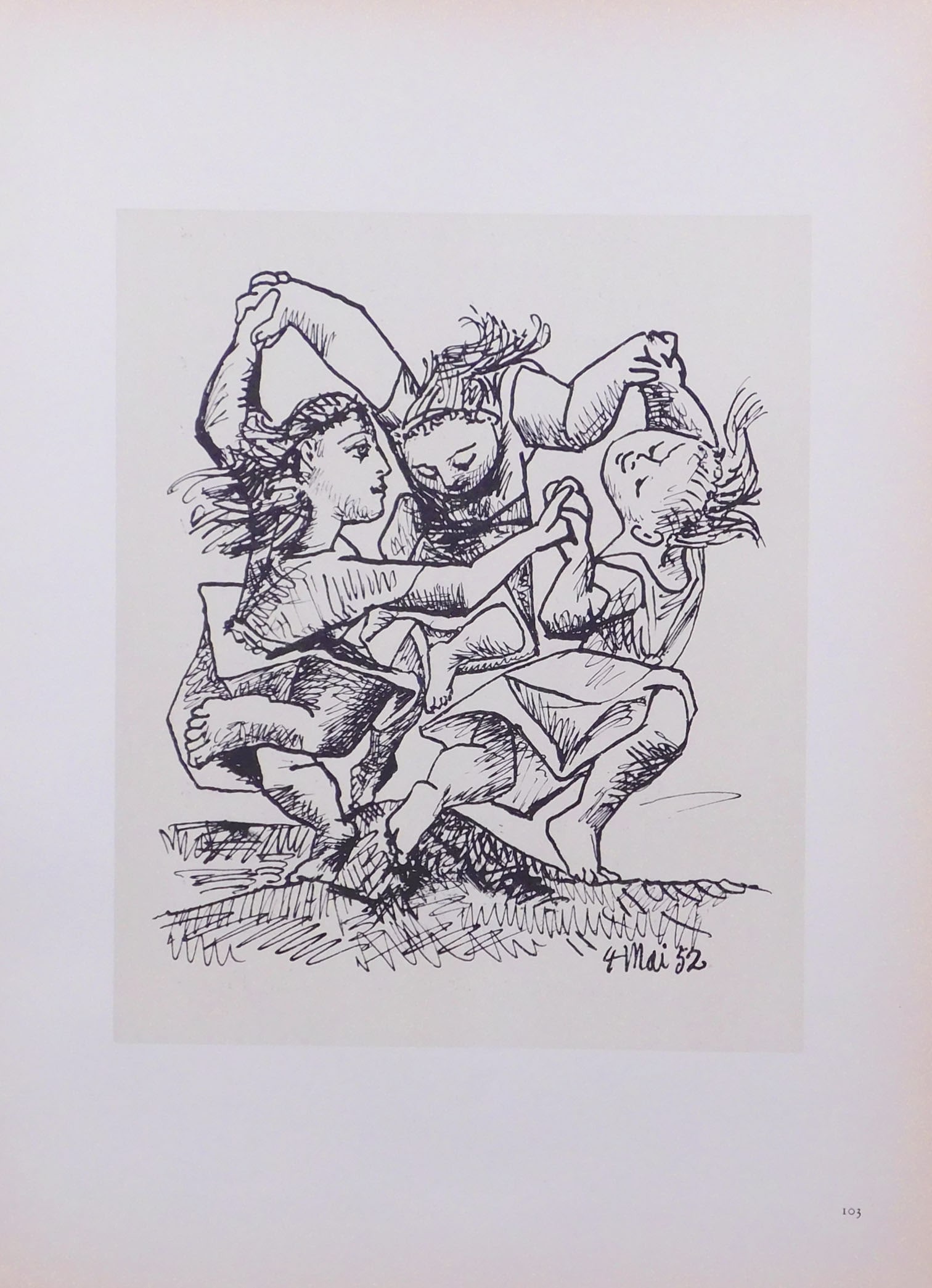 Pablo Picasso: Ronde de Enfants: Pablo Picasso (Spanish, 1881-1973): Ronde de Enfants. Lithograph on heavy archival paper, limited edition, published by Harry N. Abrams, New York, 1959, unframed. This print is accompanied by a