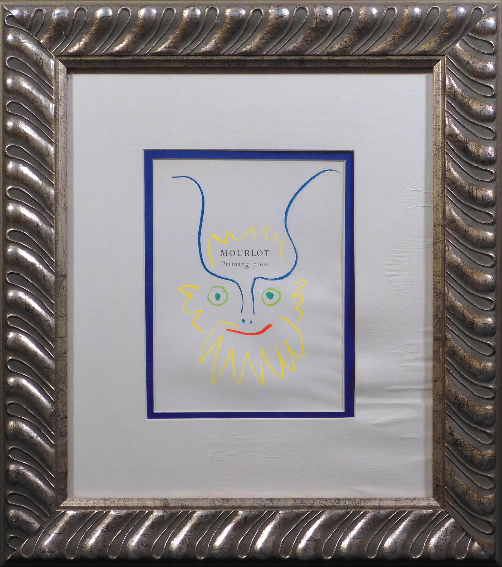 Pablo Picasso: Visage (Mourlot Printing Press): Pablo Picasso (Spanish, 1881-1973): Visage (Mourlot Printing Press). Lithograph on paper, unsigned, framed. 18 x 16 inches framed; 8 x 6 inches sight. Collection of a California Gentleman. The print