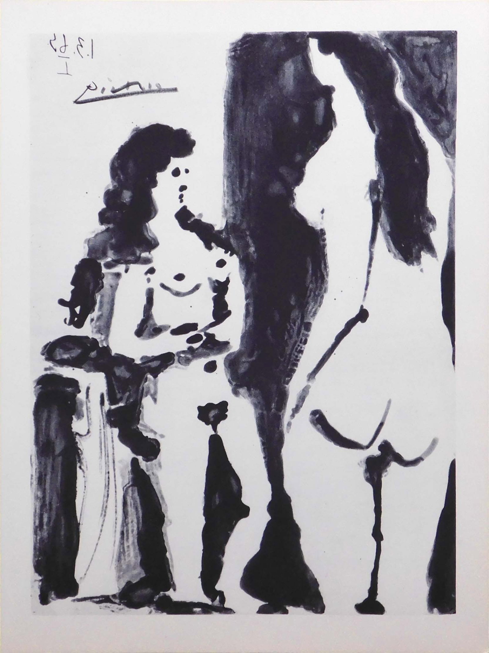 Style of Pablo Picasso: Femmes: Style of Pablo Picasso Spanish, 1881-1973) : Femmes. Double sided, offset lithograph from the Milton S. Fox edition, 1966, hand signed in graphite, unframed. This print is accompanied by a document