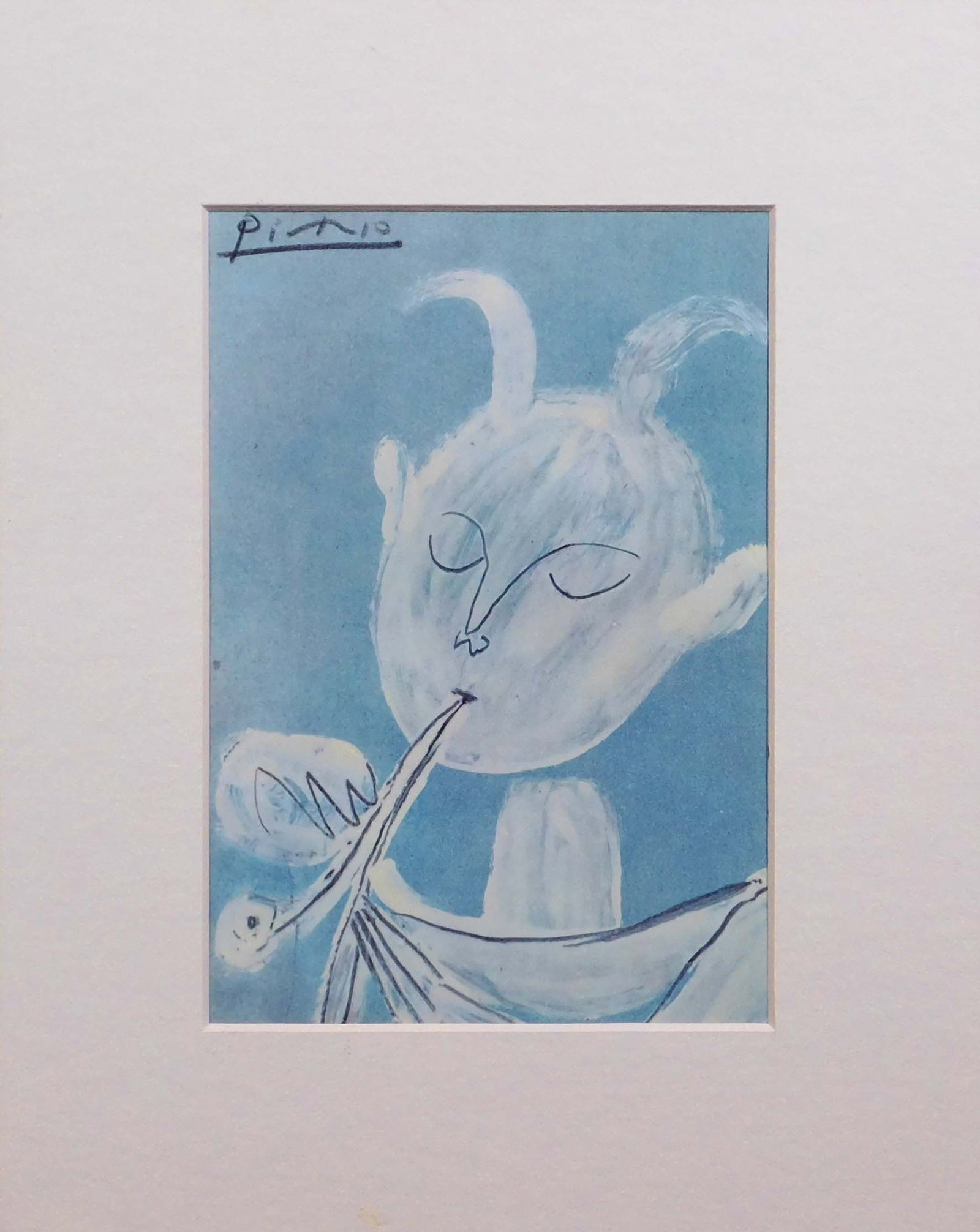 Style of Pablo Picasso: Satyr: Style of Pablo Picasso Spanish, 1881-1973) : Satyr. Offset lithograph from Verve edition, 1948, hand signed in graphite, mounted in mat board. This print is accompanied by a document from Grand Galeri