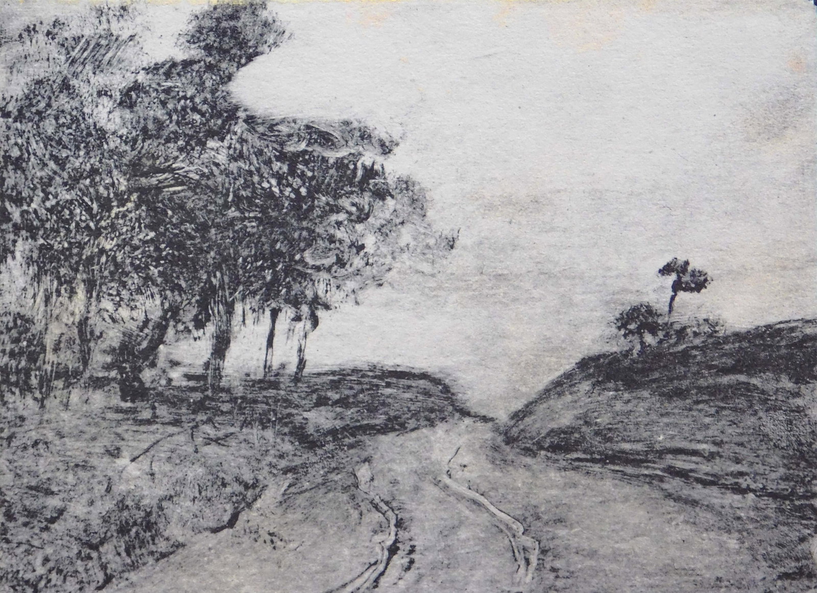 Edgar Degas: La Route I: Edgar Degas (French, 1834-1917): La Route I. Limited edition gravure print. Unsigned, unframed. Printed by Floury et Cie in association with Ambroise Vollard, published in edition of 60 in 1918. This