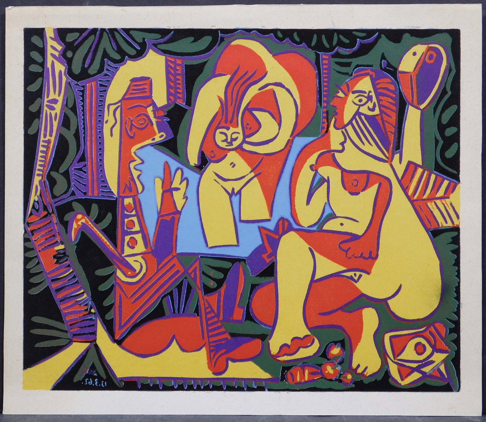 After Pablo Picasso : Le Dejeuner sur l?Herbe: After Pablo Picasso (Spanish, 1881-1973): Le Dejeuner sur l?Herbe. Linocut on paper, unframed. From the exclusive suite published in 1966. Edition: ?Pablo Picasso - Graphisches Werk? by Kurt