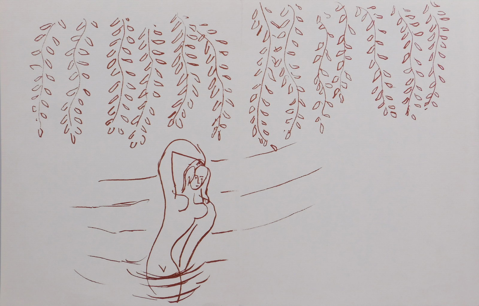 Henri Matisse: Femme se baignant dans le riviere: Henri Emile Benoit Matisse (French, 1869-1954) : Femme se baignant dans le riviere. Lithograph on paper, notes from the previous owner verso, unframed. Matisse was known for both his use of colour