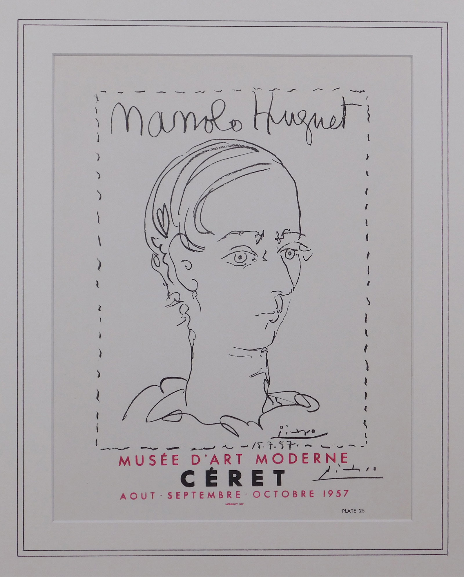 After Pablo Picasso: Musee D'Art Moderne Ceret: After Pablo Picasso (Spanish, 1881-1973): Musee D'Art Moderne Ceret. Offset lithograph reproduction, signed in the plate, additional unverified autograph signature in colored pencil, matted and