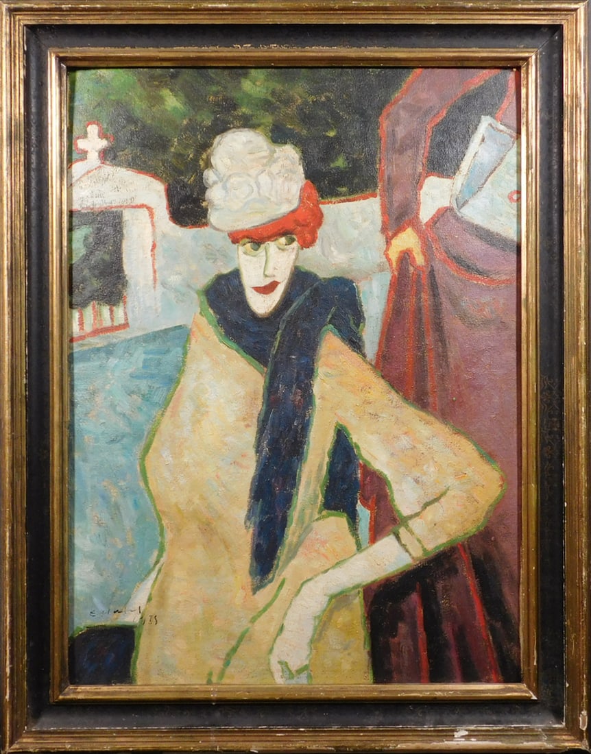 Erich Heckel, Attributed: Jesuiten III, 1915 After Lyonel Feininger: Erich Heckel (German, 1883 - 1970) Manner of/ Attributed: Jesuiten III, 1915 After Lyonel Feininger (1871 - 1956). Oil on canvas mounted to board, signed and dated lower left, framed. This item is