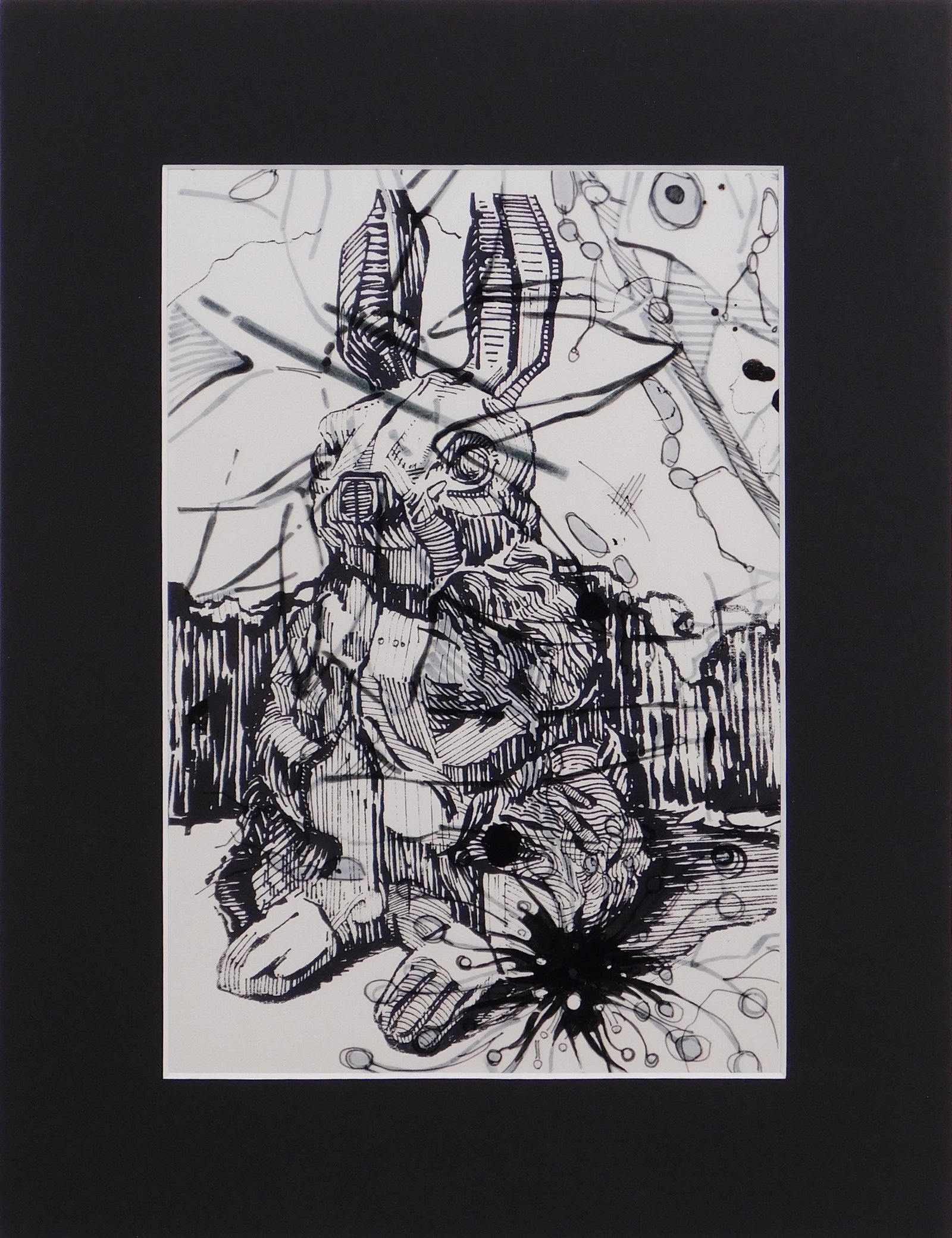 Beck Lane: Rabbit: Beck Lane (American, 20th Century): Rabbit, 2011. Wood cut under offset lithograph on cellophane. Signed verso. Beck Lane is a contemporary artist & painter whose work is best described as being "the 