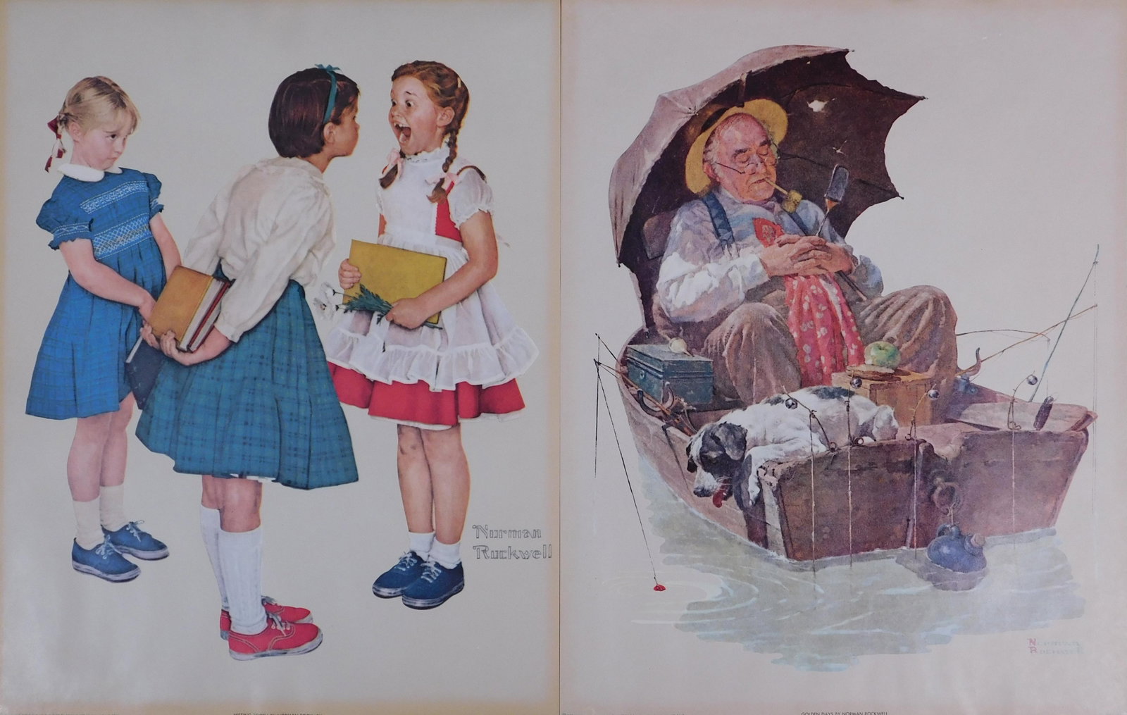 Norman Rockwell: Pair of Prints: Norman Rockwell (American, 1894 - 1978): Pair of Prints (Golden Days and Missing Tooth), c. 1972. Lithograph prints, artist name printed bottom center and lower right, unframed. 11 x 14 inches