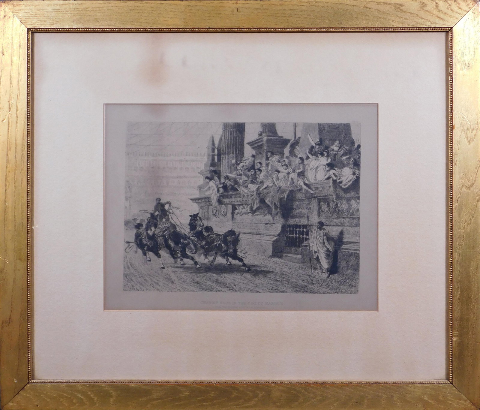 Alexander Wagner: Chariot Race in the Circus Maximus: Alexander Wagner (Hungarian, 1838 - 1919): Chariot Race in the Circus Maximus. Etching, original artist name printed lower center, framed. 12.75 x 10 inches sight, 22.5 x 19.5 inches framed. Private